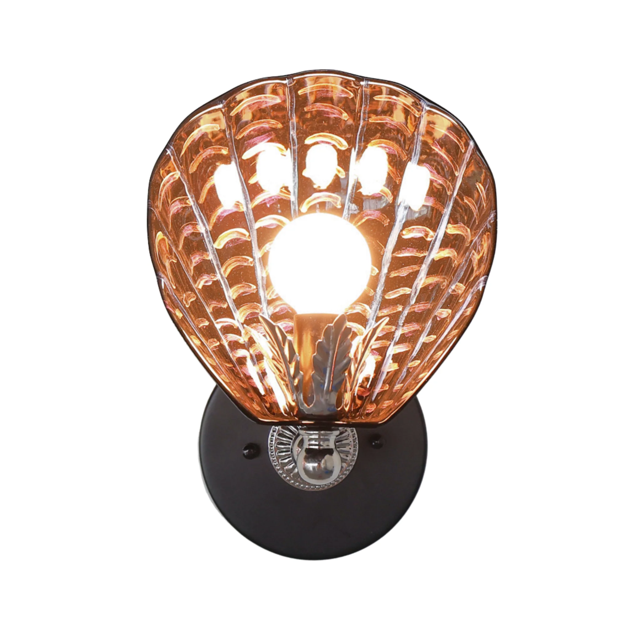 Black & Polished Nickel Hand-Painted Coquille Sconce: One of One