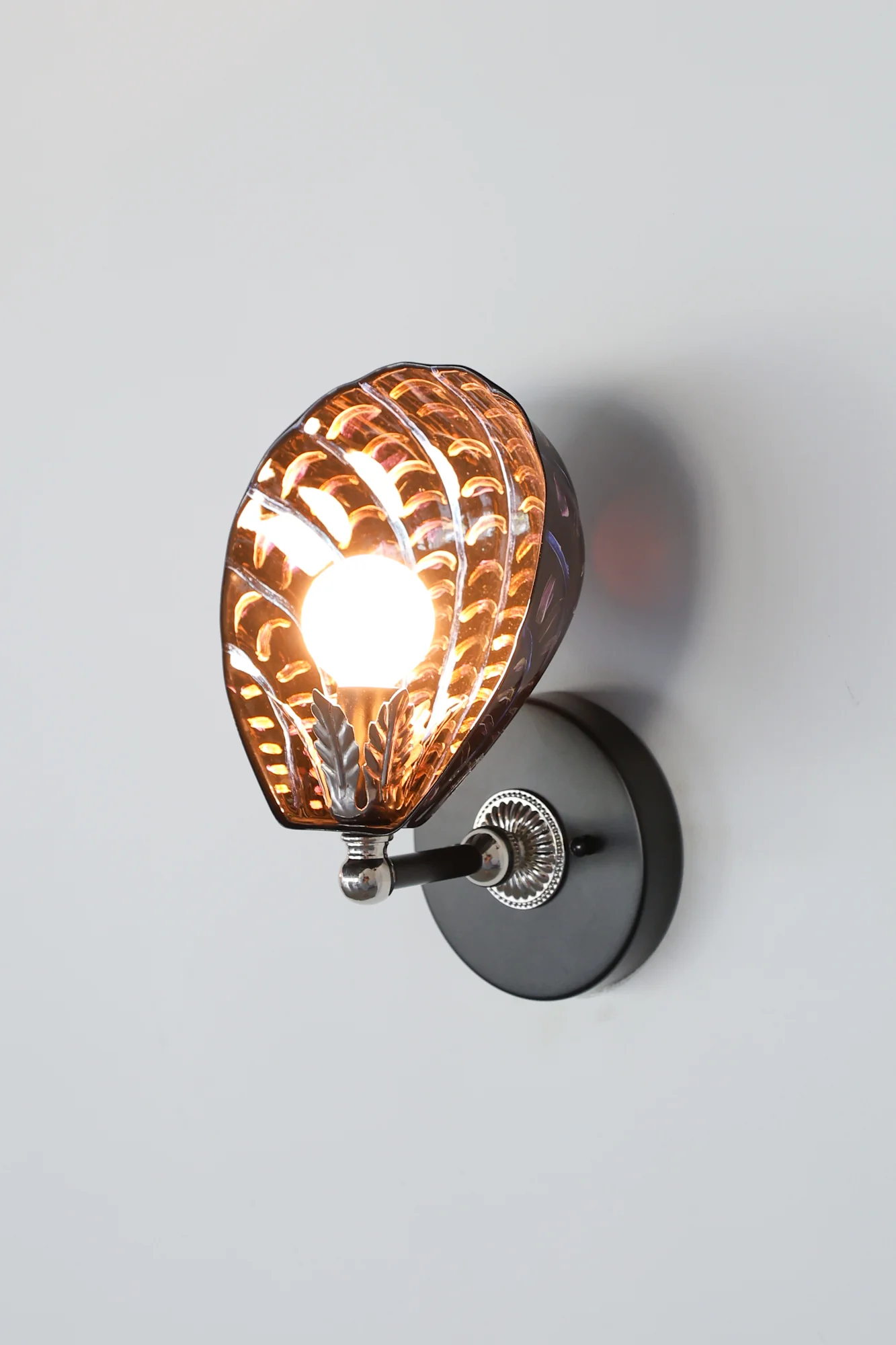 Black & Polished Nickel Hand-Painted Coquille Sconce: One of One - Image 10