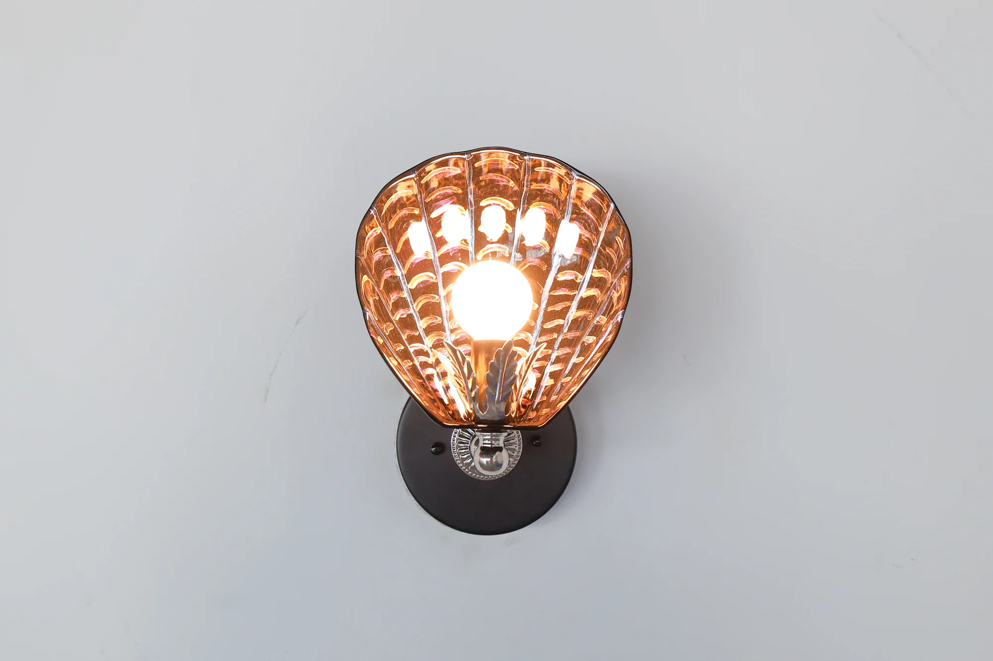 Black & Polished Nickel Hand-Painted Coquille Sconce: One of One - Image 5