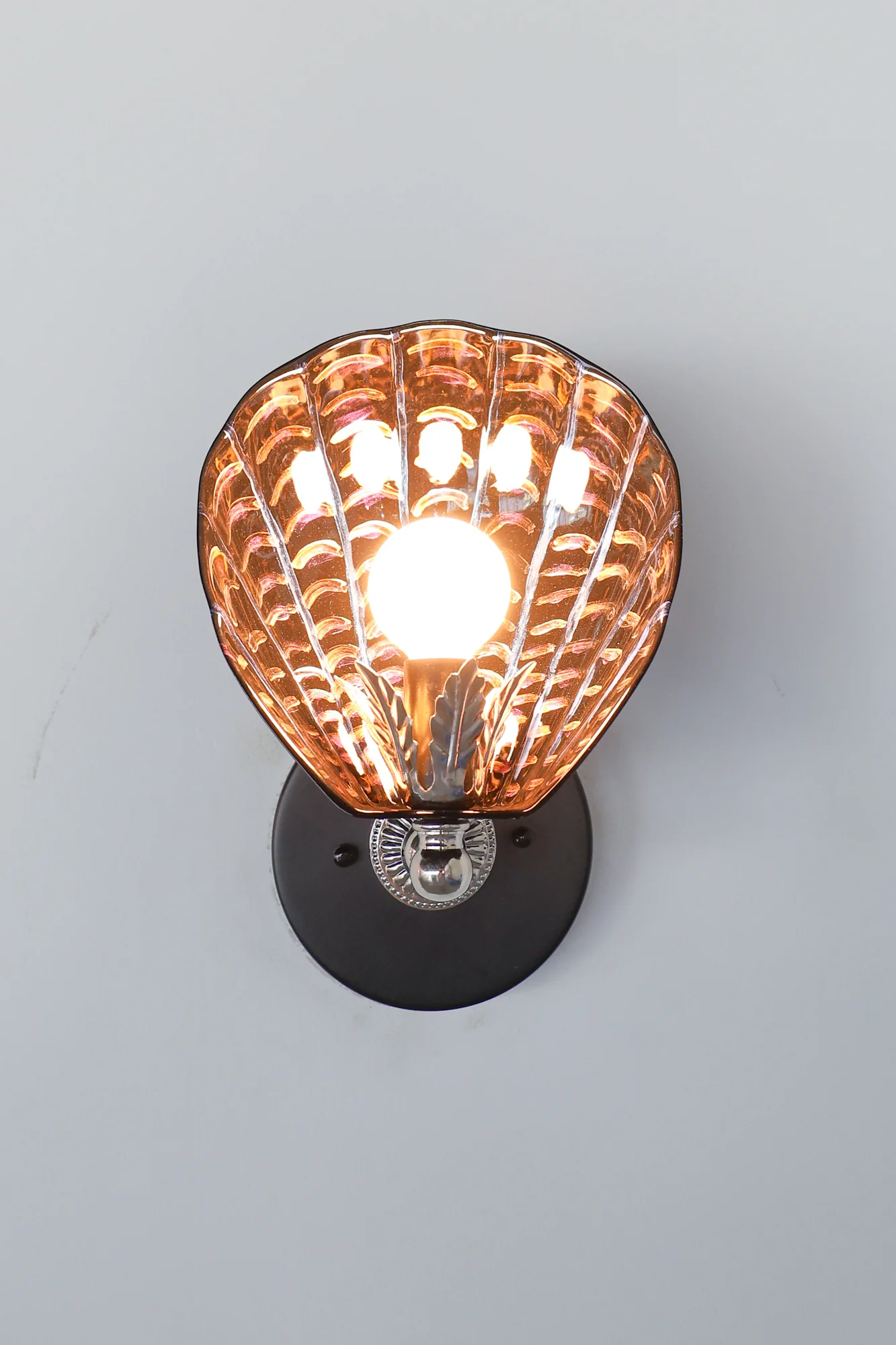 Black & Polished Nickel Hand-Painted Coquille Sconce: One of One - Image 9