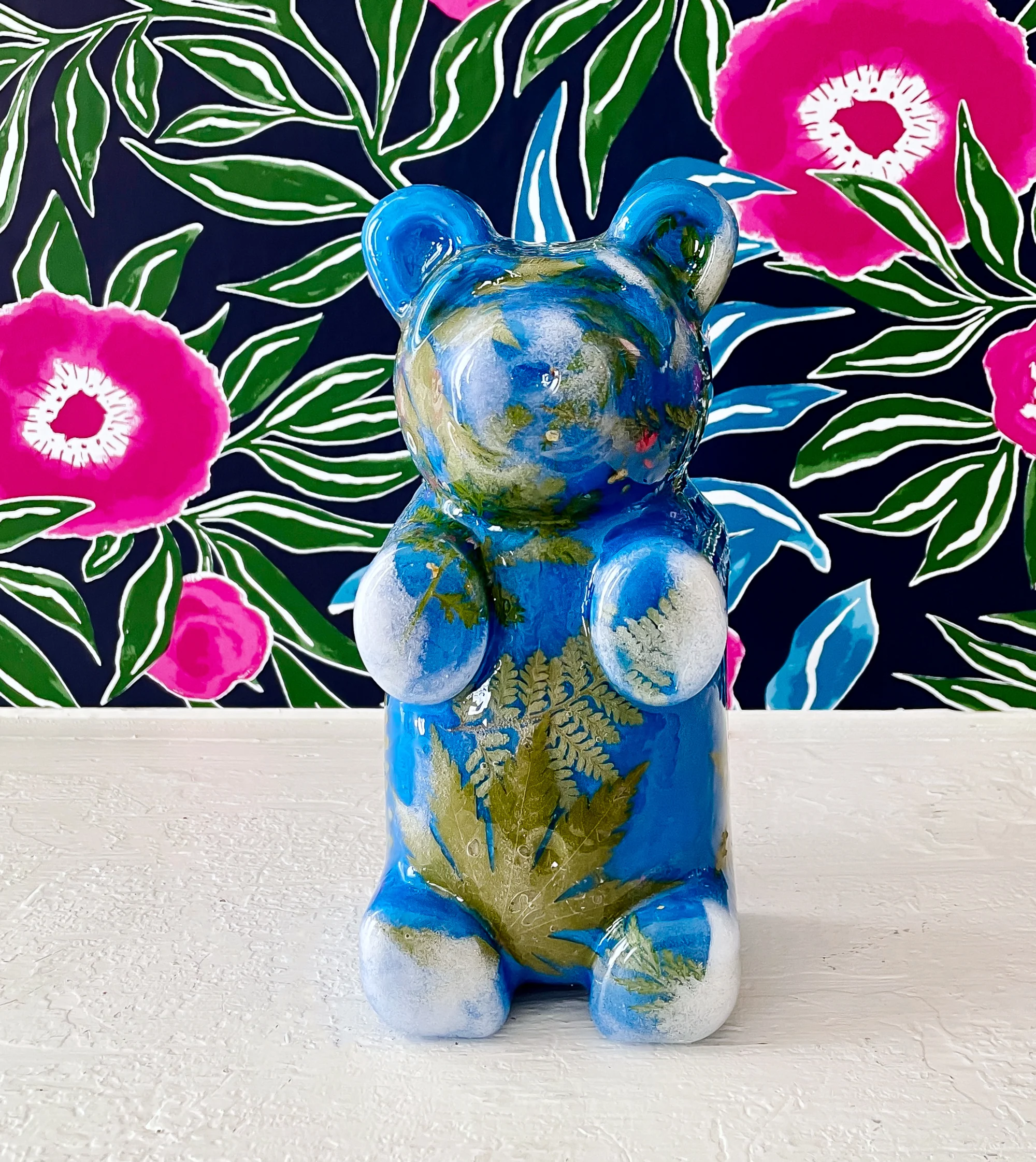 Blue Bear with Leaves - Image 3