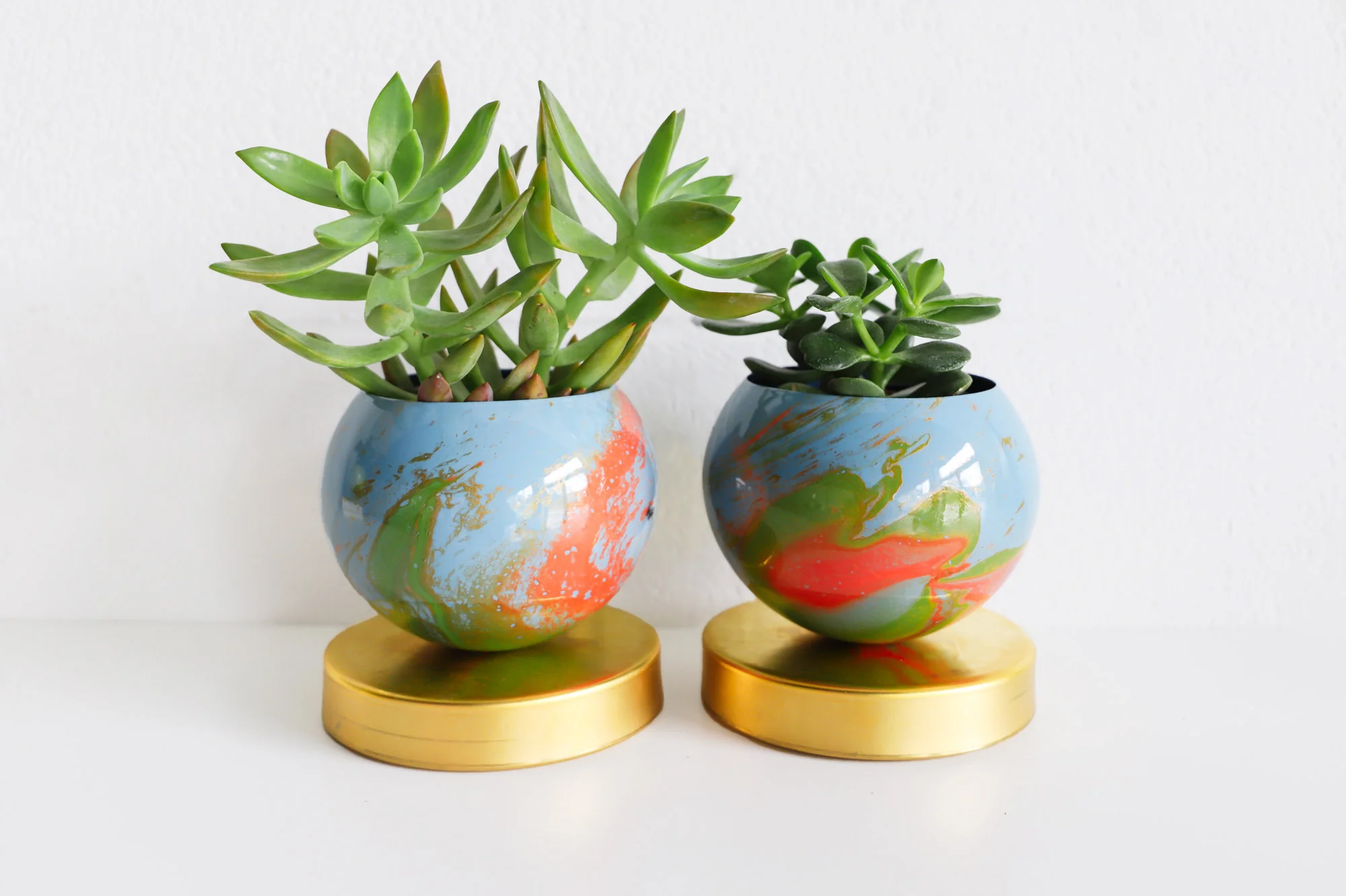 Blue, Coral, and Green Marbled Loa Planters - Image 3
