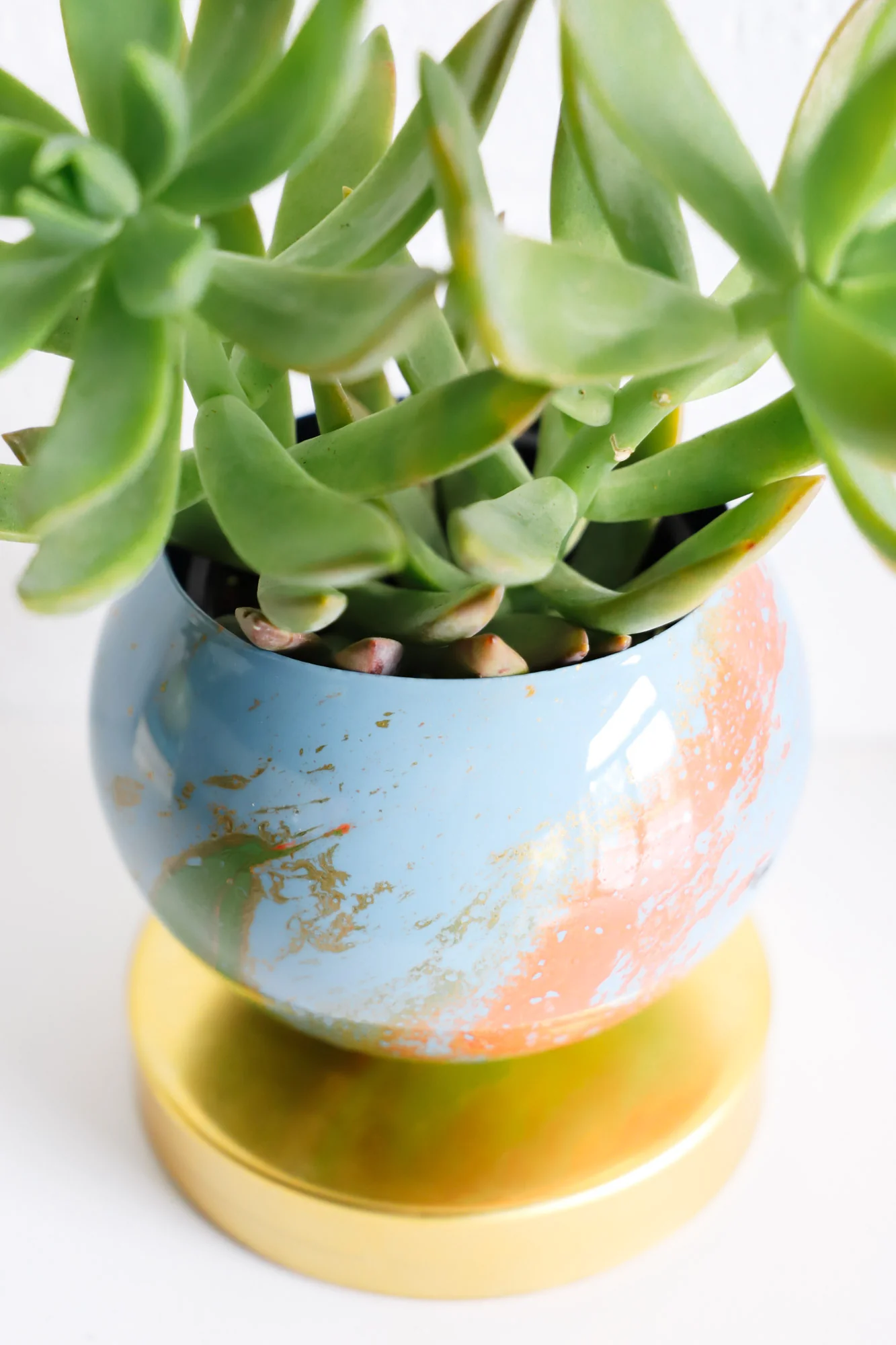 Blue, Coral, and Green Marbled Loa Planters - Image 5