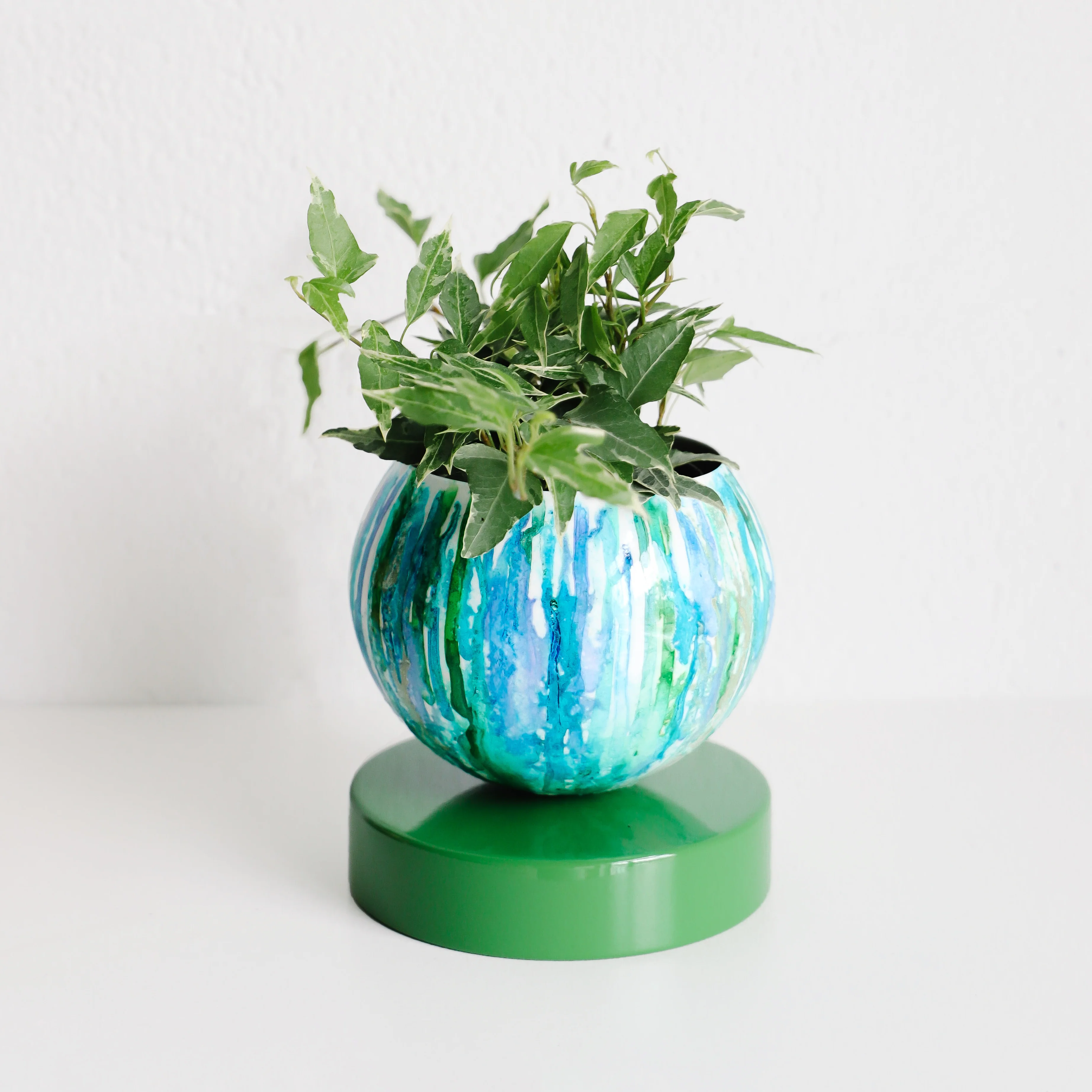 Blue & Green Watercolor Loa Planter - Image 3