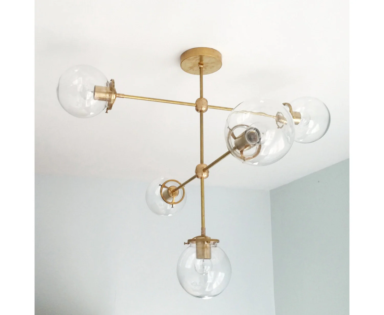 Cabildo Chandelier: Large Brass or Chrome and Glass modern chandelier - Image 3