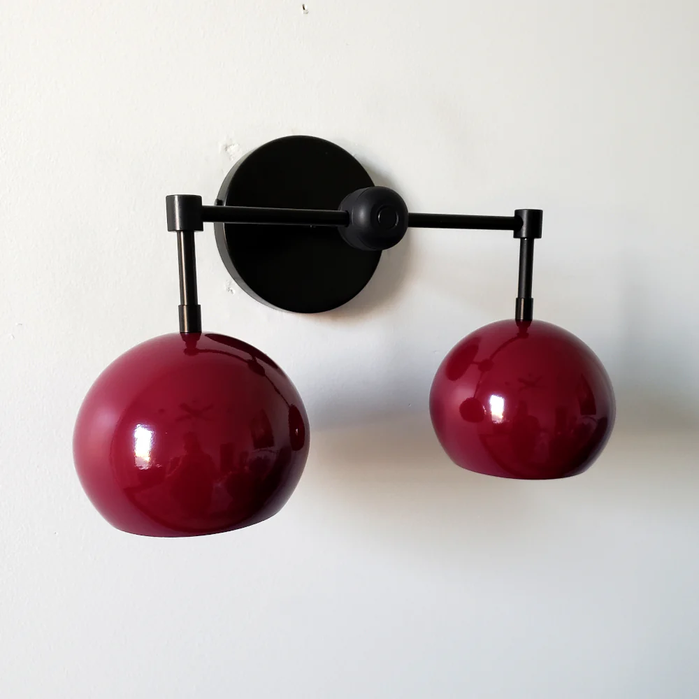 Double Loa Sconce with Black Cherry Shades - Image 4