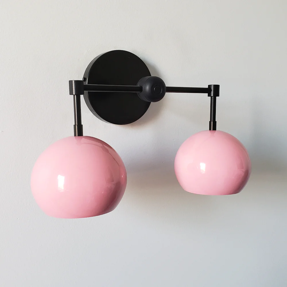 Double Loa Sconce with Blush Pink Shades - Image 11