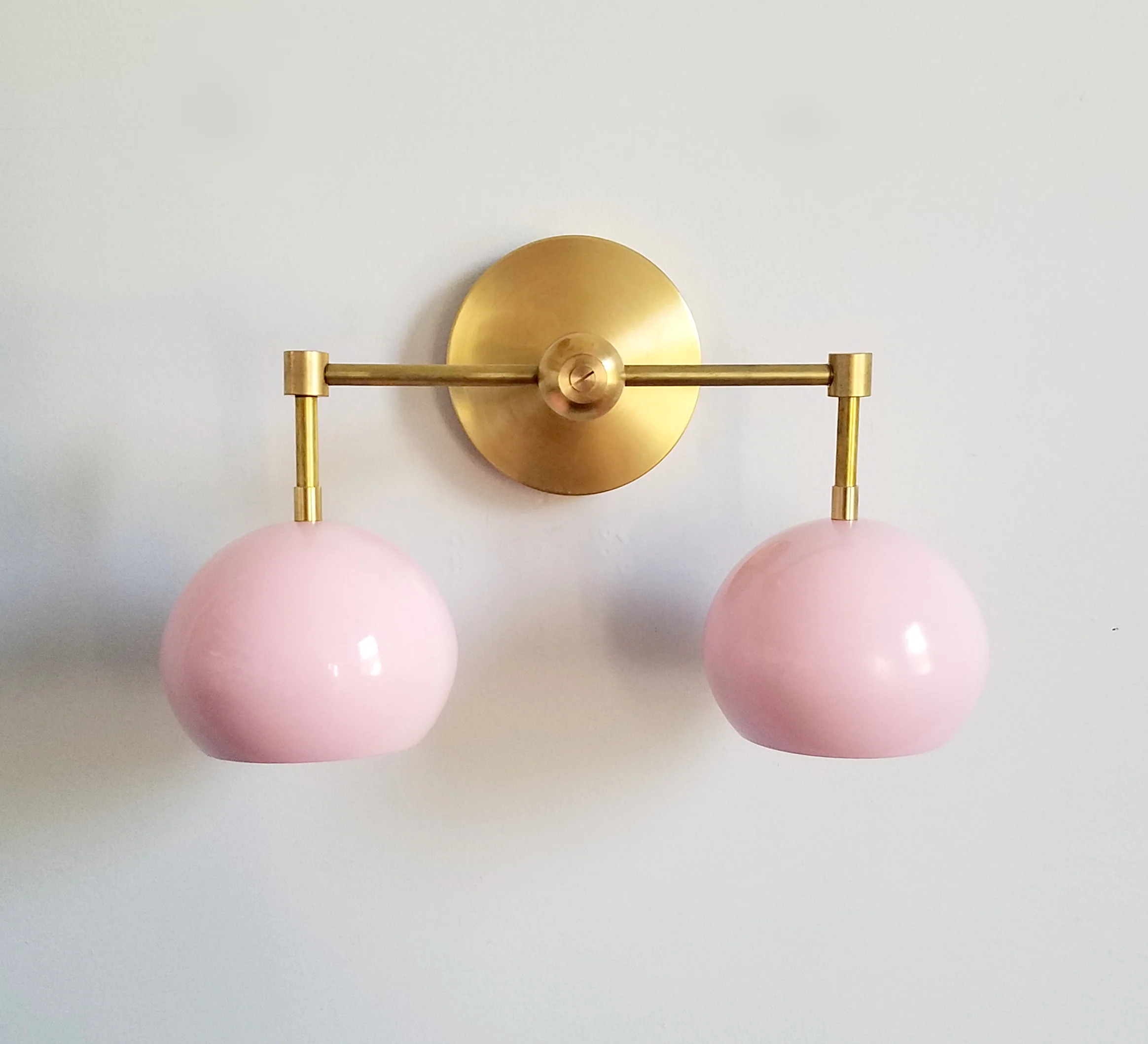 Double Loa Sconce with Blush Pink Shades - Image 12