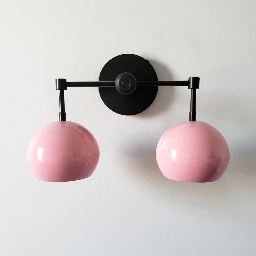 Double Loa Sconce with Blush Pink Shades - Image 5