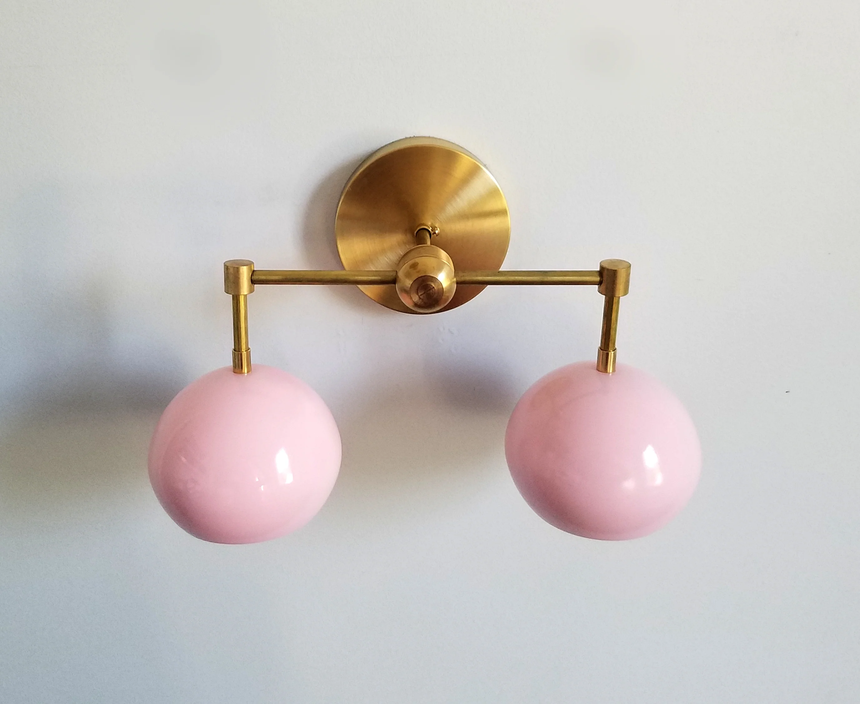 Double Loa Sconce with Blush Pink Shades - Image 7