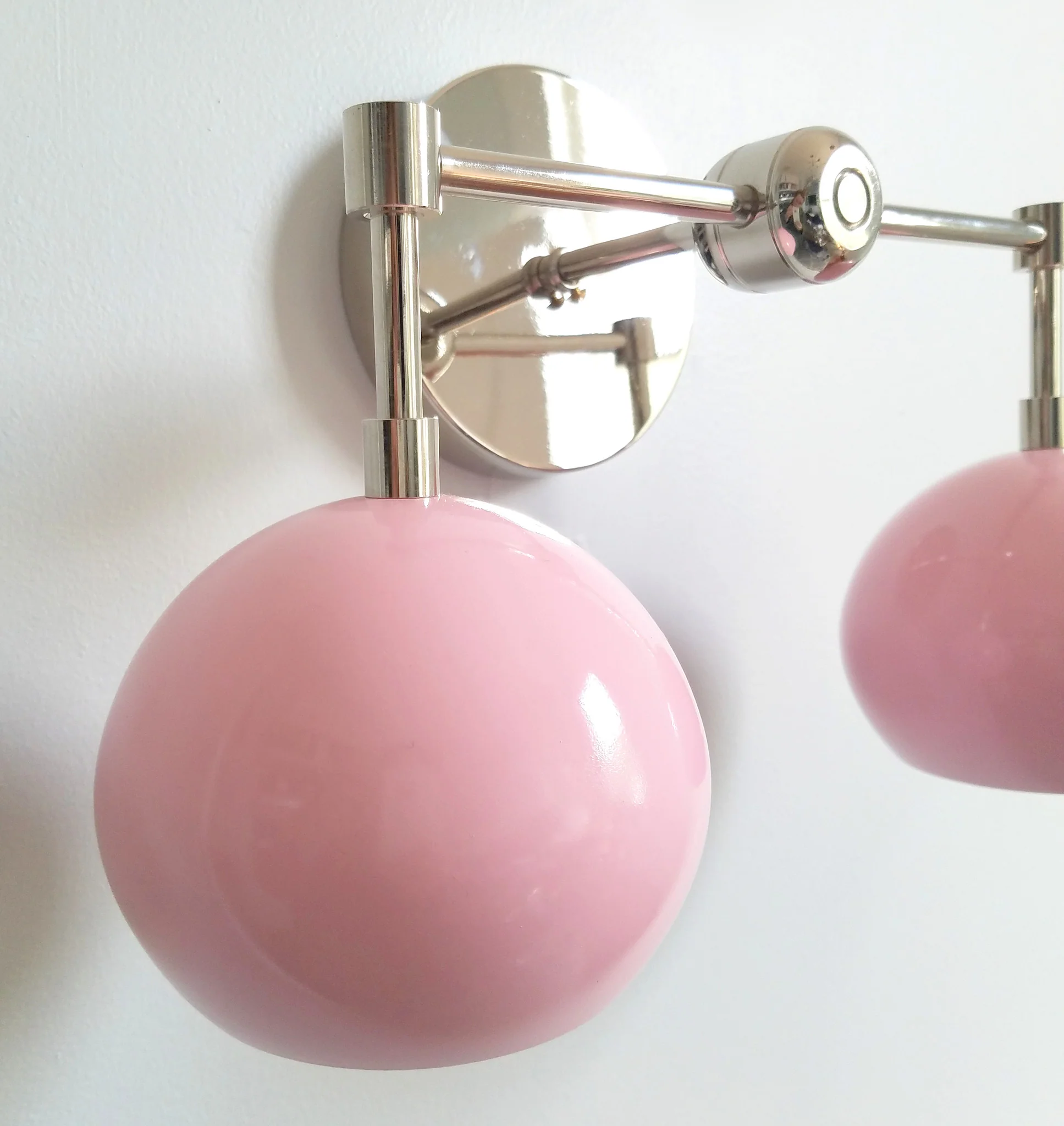 Double Loa Sconce with Blush Pink Shades - Image 8