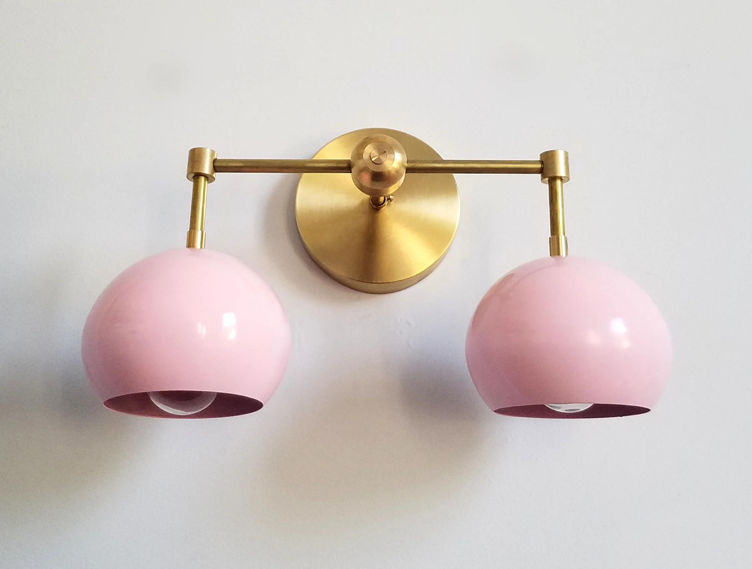 Double Loa Sconce with Blush Pink Shades - Image 9