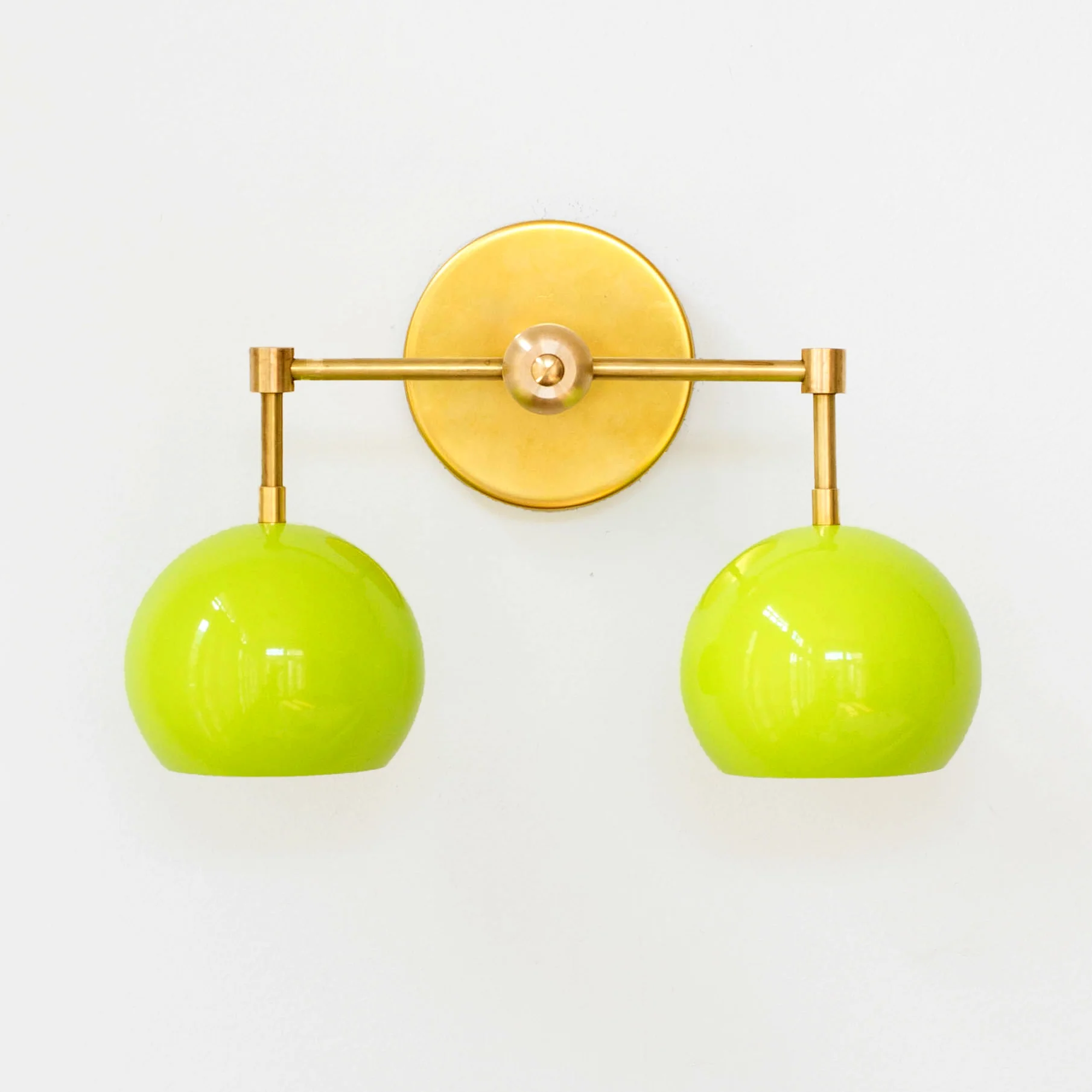 Double Loa Sconce with Chartreuse Shades - Image 2