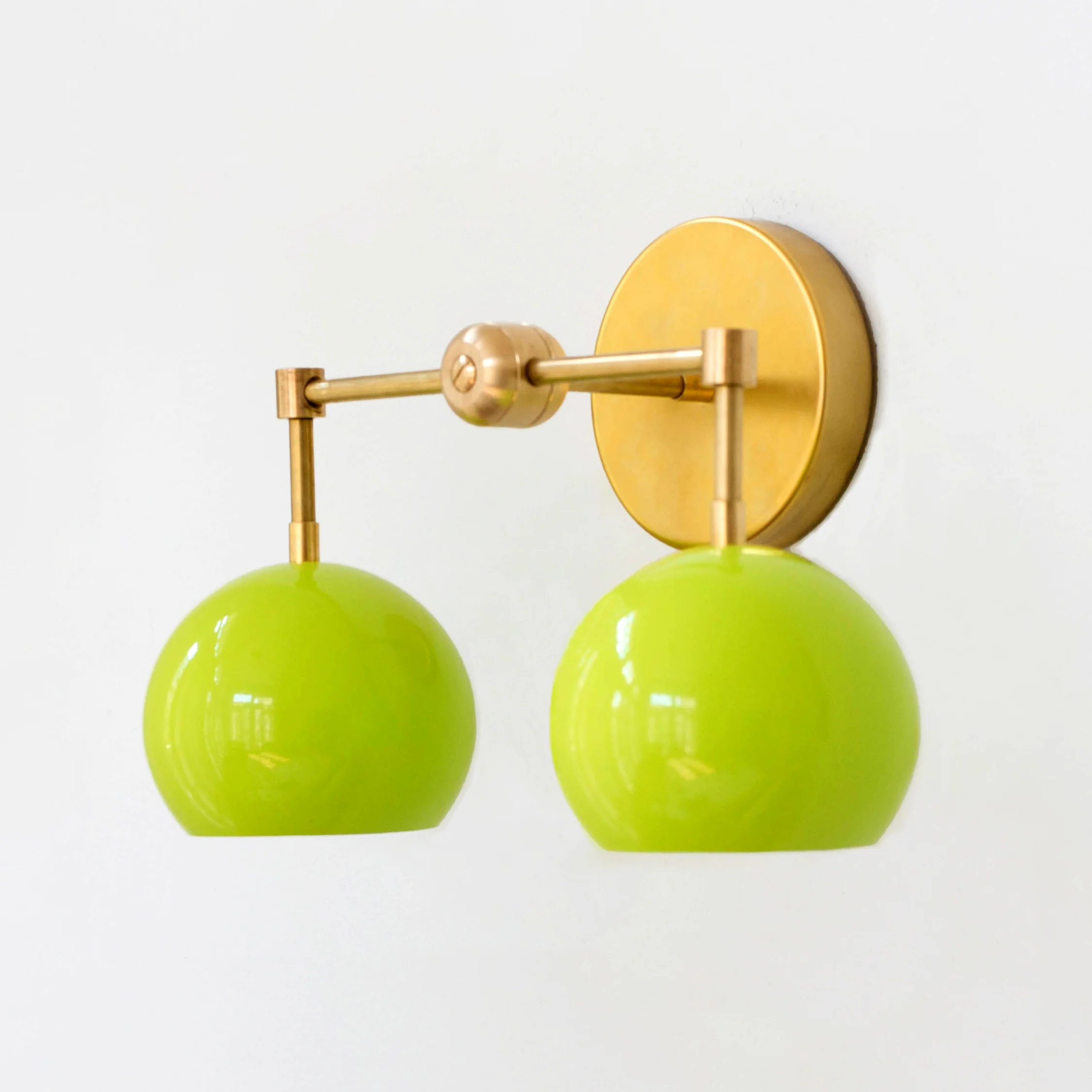 Double Loa Sconce with Chartreuse Shades - Image 5