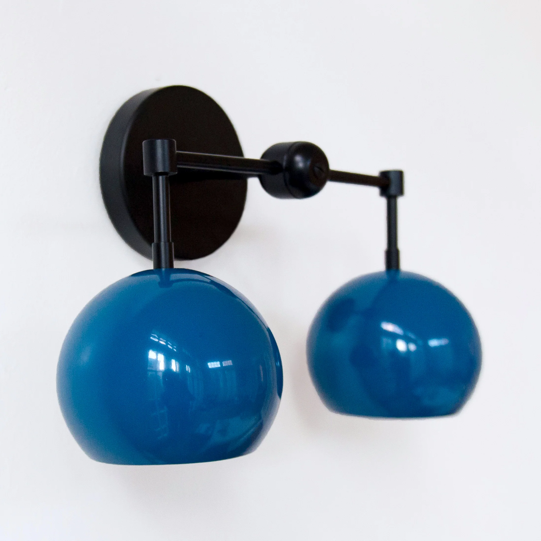 Double Loa Sconce with Denim Colored Shades - Image 11