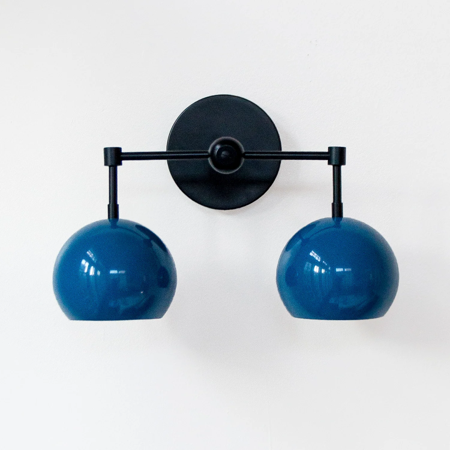 Double Loa Sconce with Denim Colored Shades - Image 2