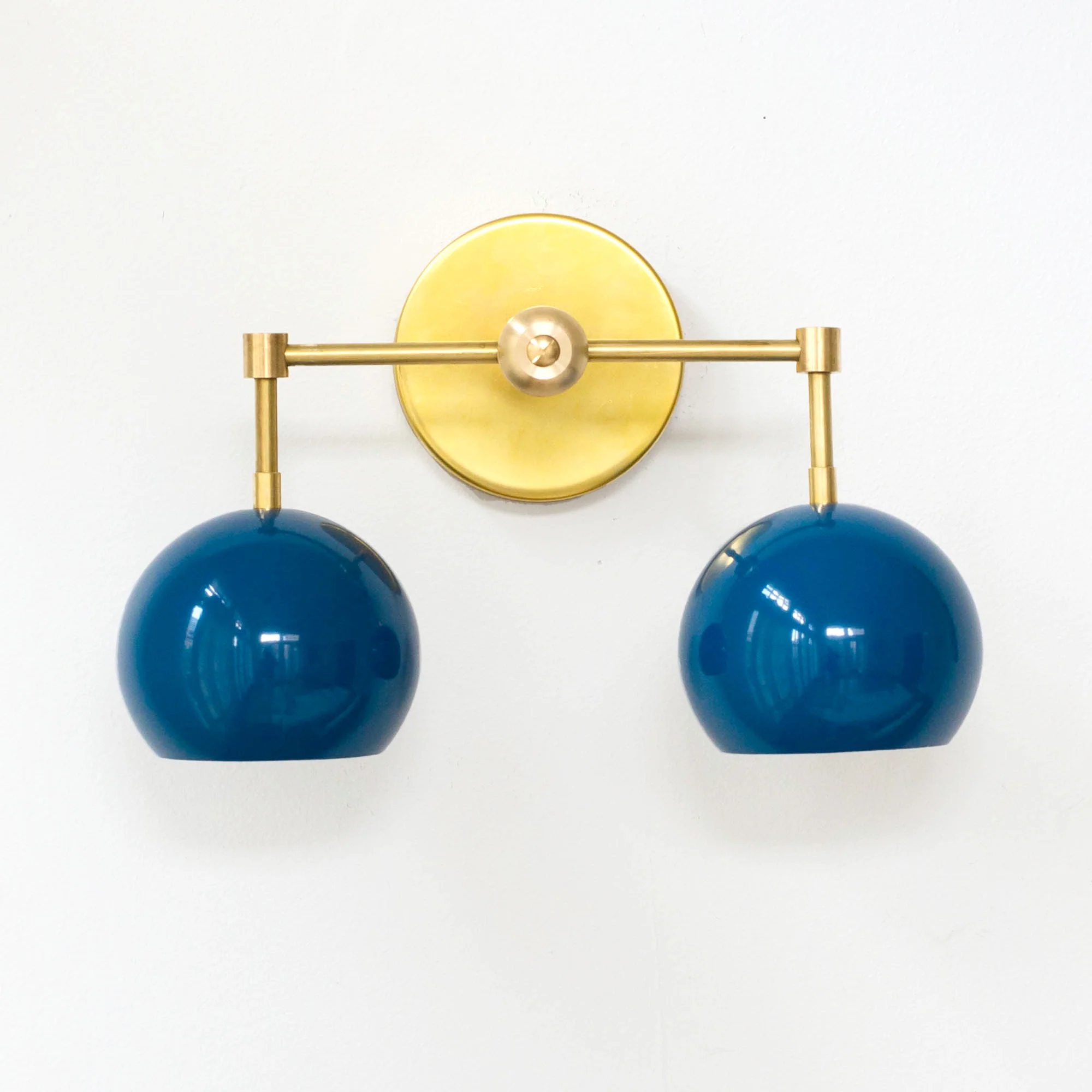 Double Loa Sconce with Denim Colored Shades - Image 4