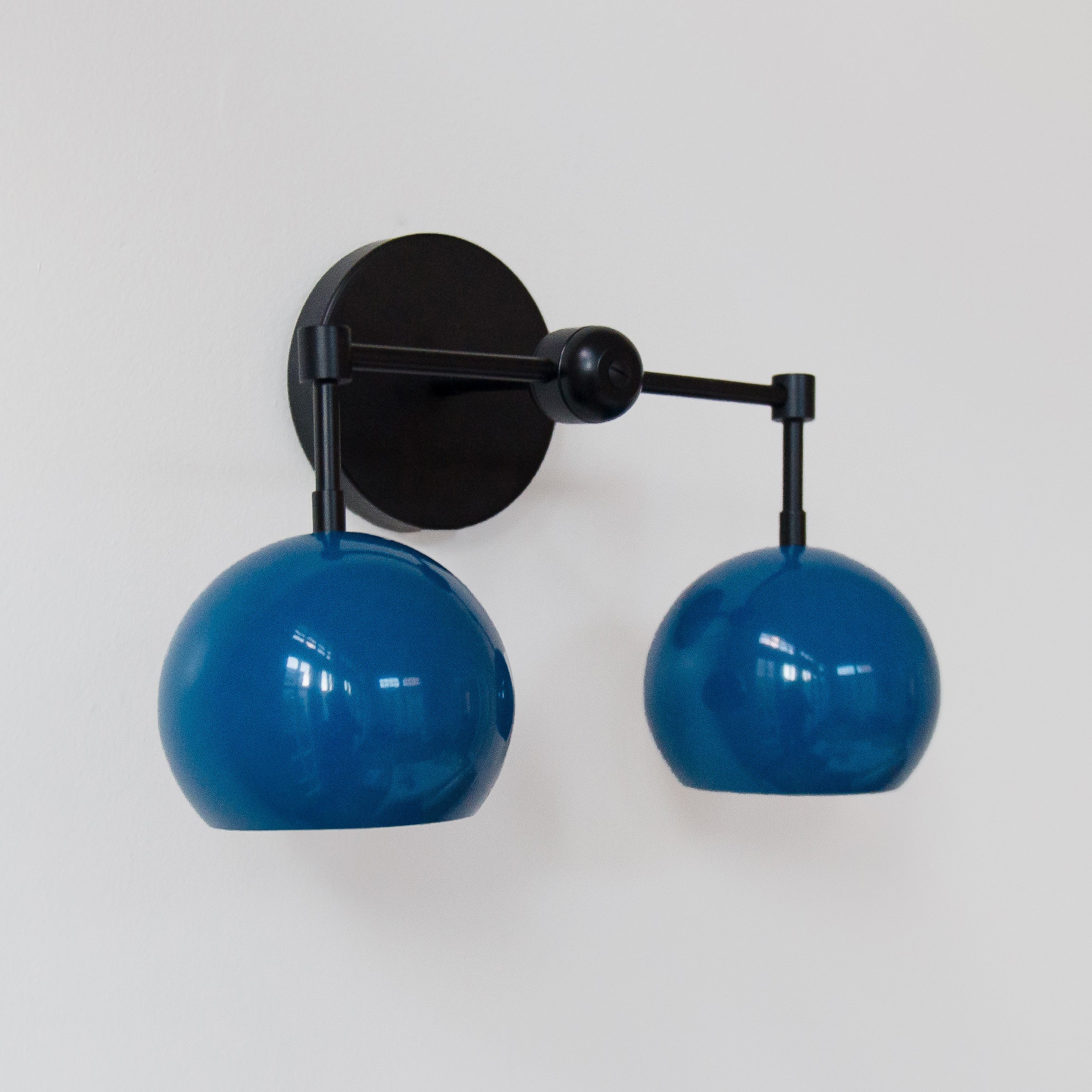 Double Loa Sconce with Denim Colored Shades - Image 5