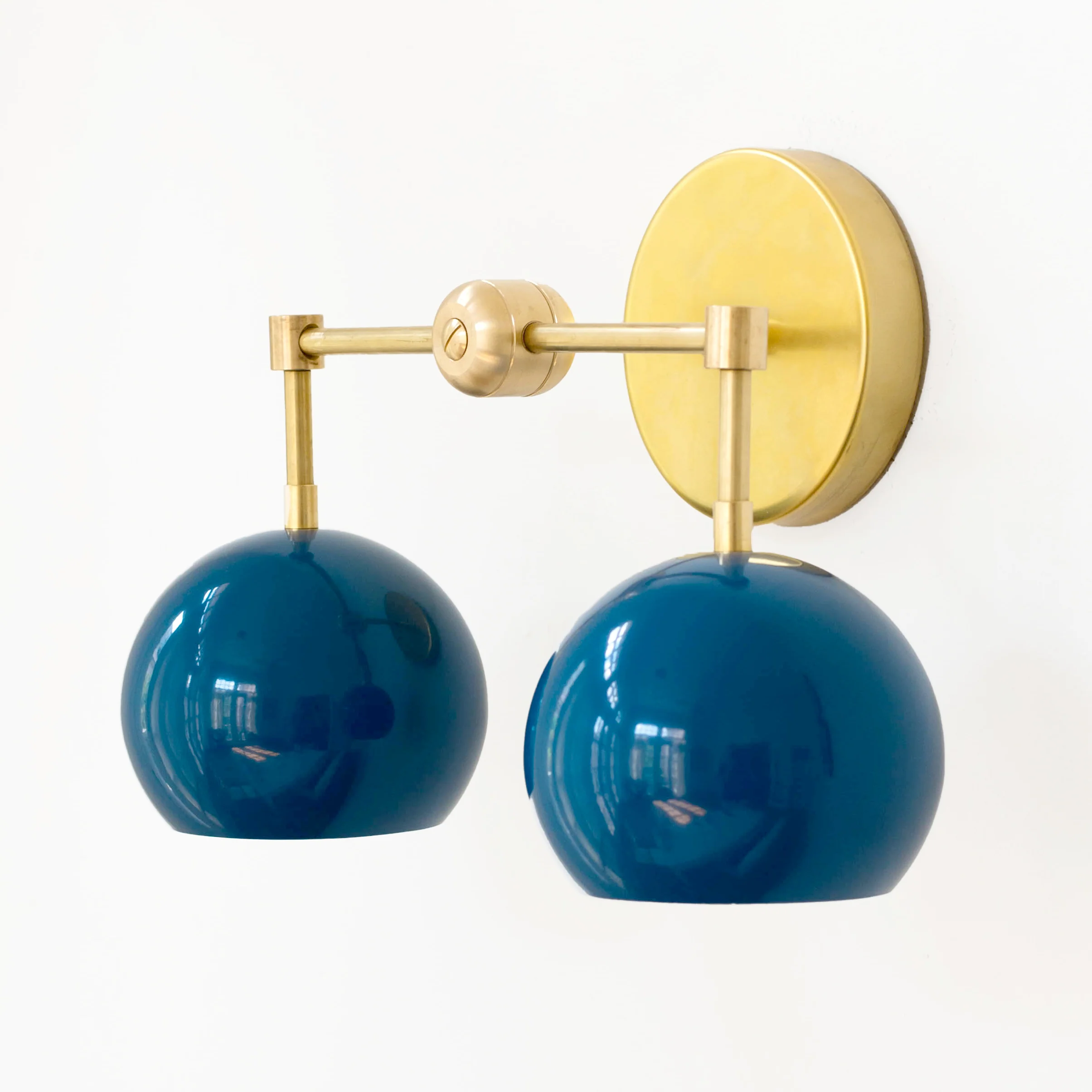 Double Loa Sconce with Denim Colored Shades - Image 7