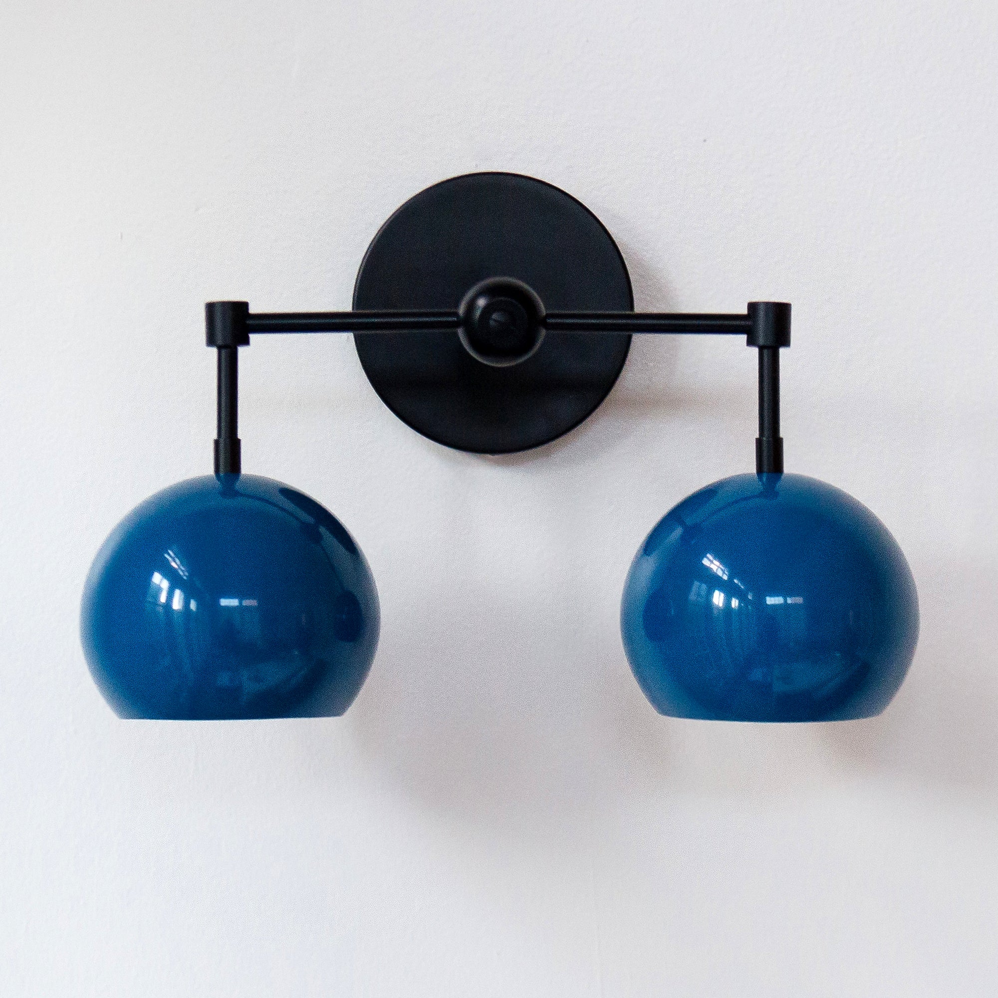 Double Loa Sconce with Denim Colored Shades - Image 8