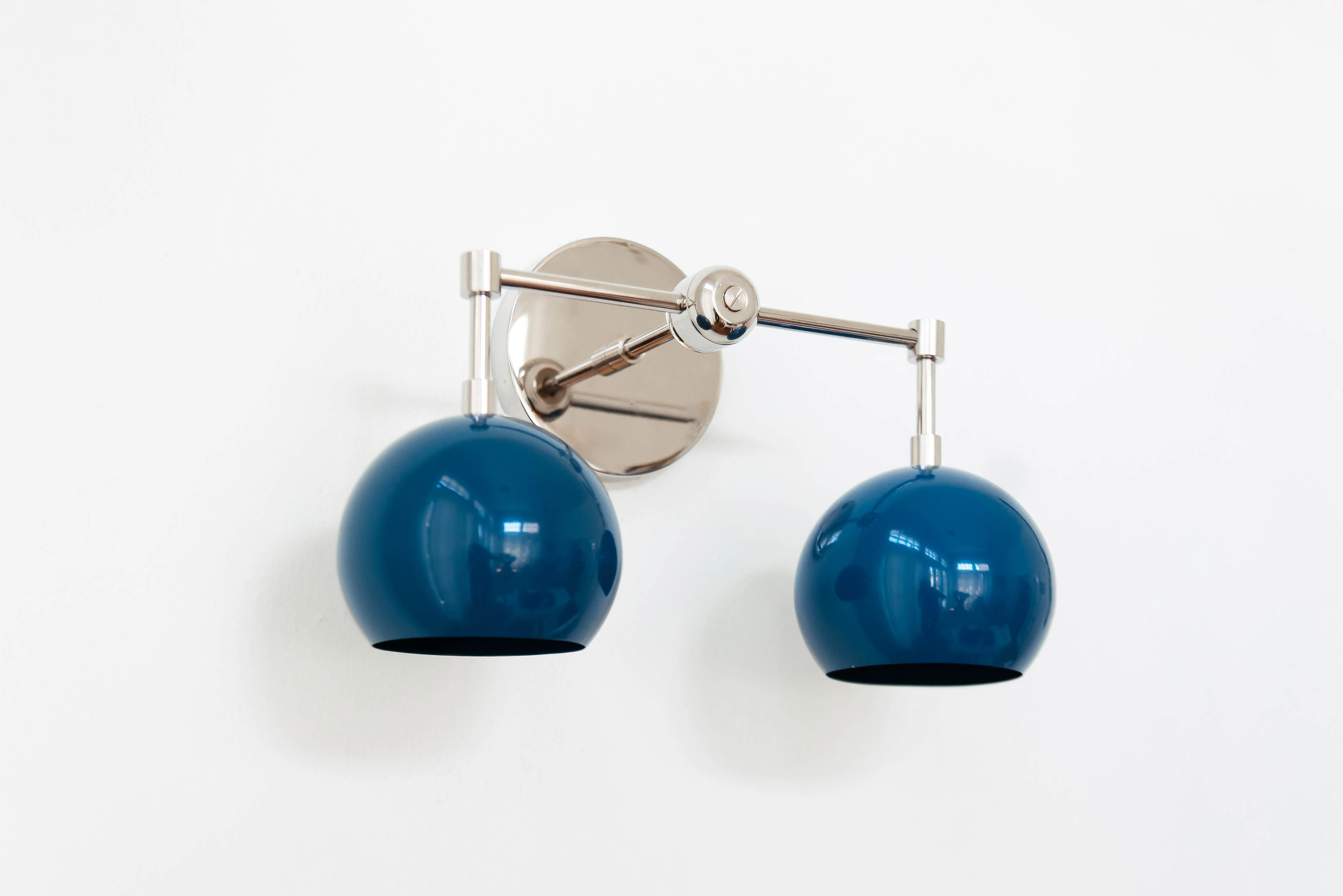 Double Loa Sconce with Denim Colored Shades - Image 9
