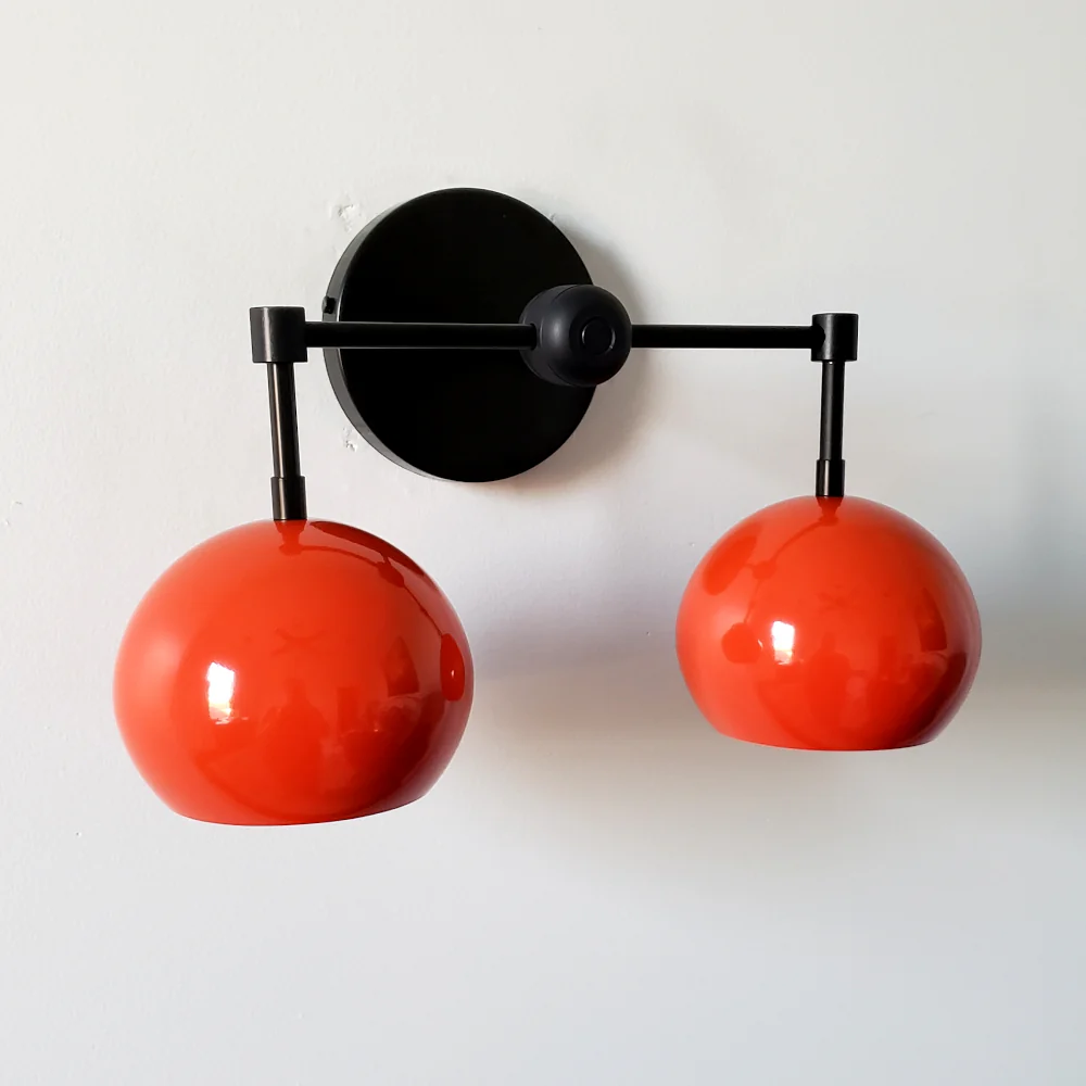 Double Loa Sconce with Flame Orange Shades - Image 7
