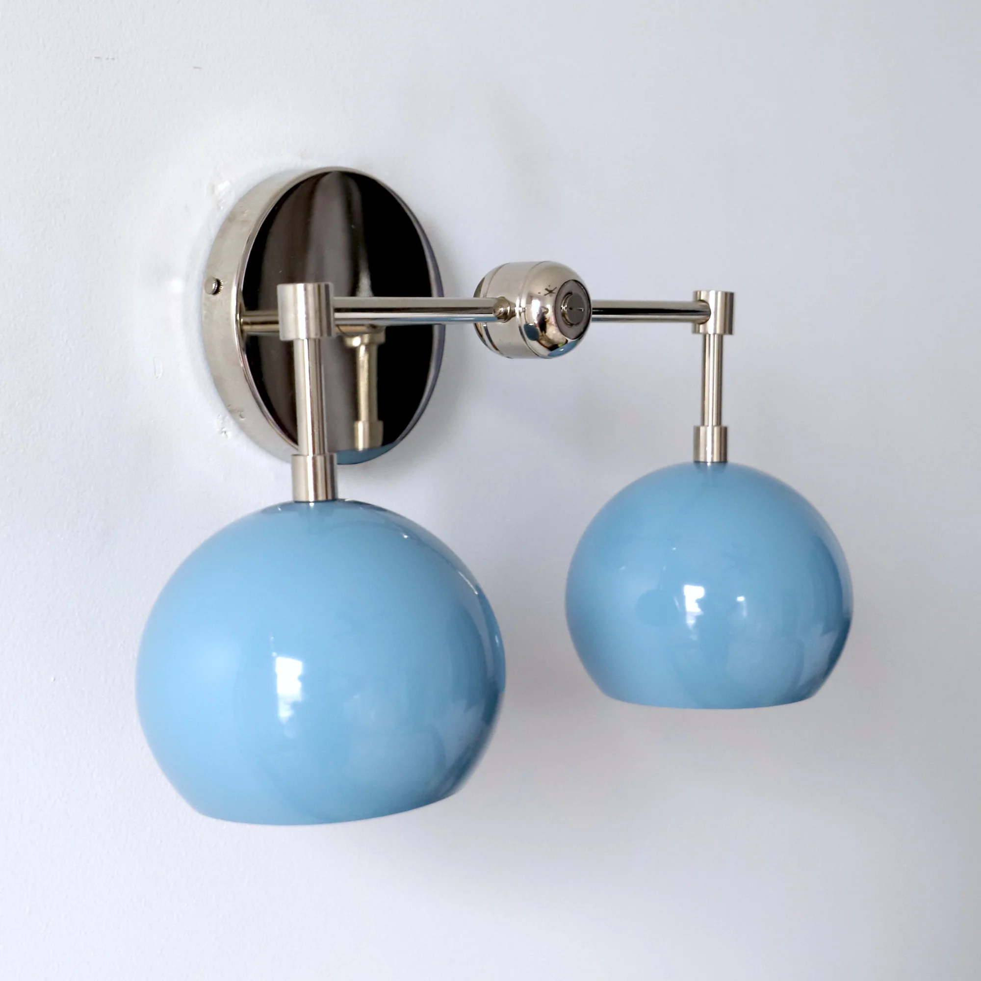 Double Loa Sconce with Hydrangea Blue Shades - Image 5