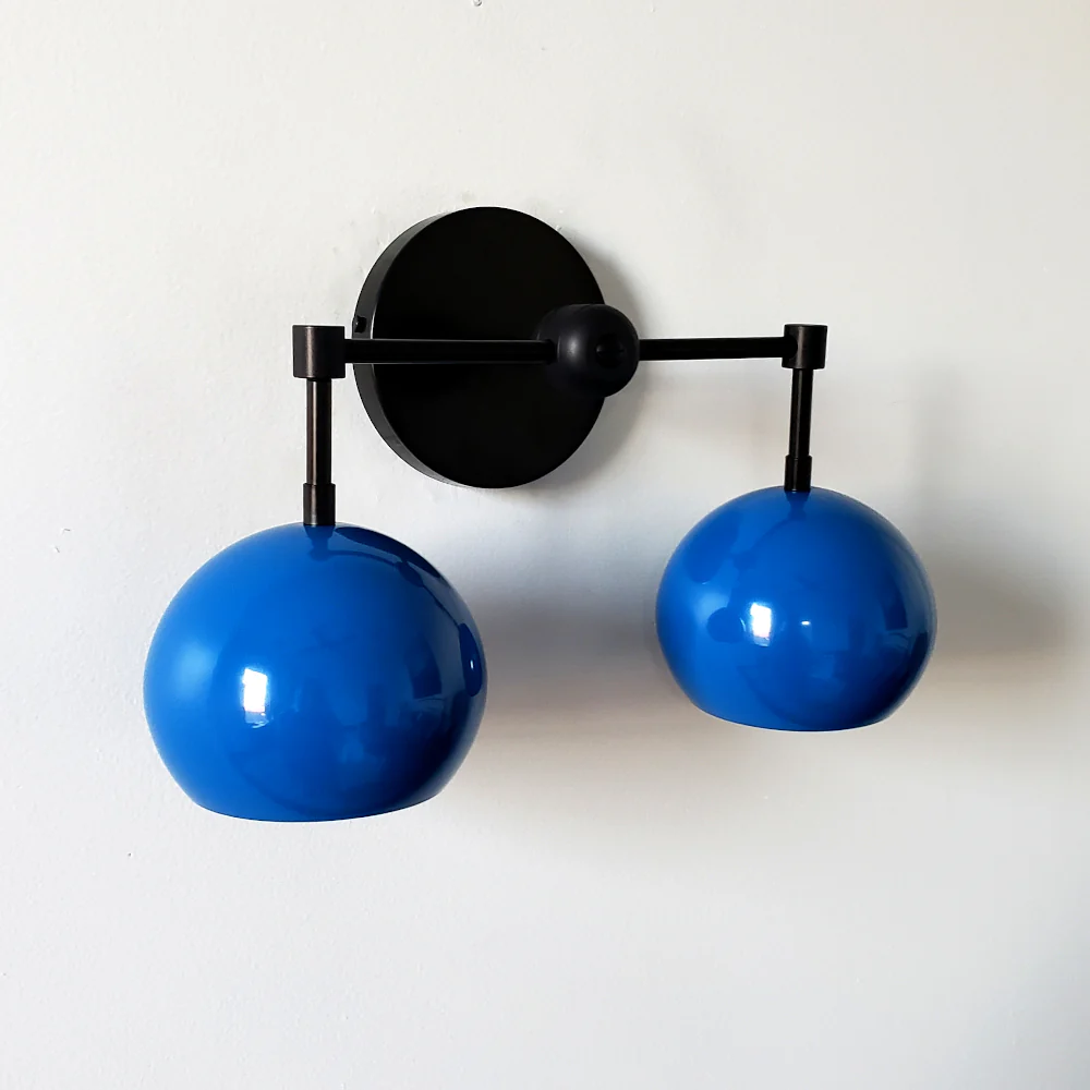 Double Loa Sconce with Mediterranean Blue Shades - Image 7