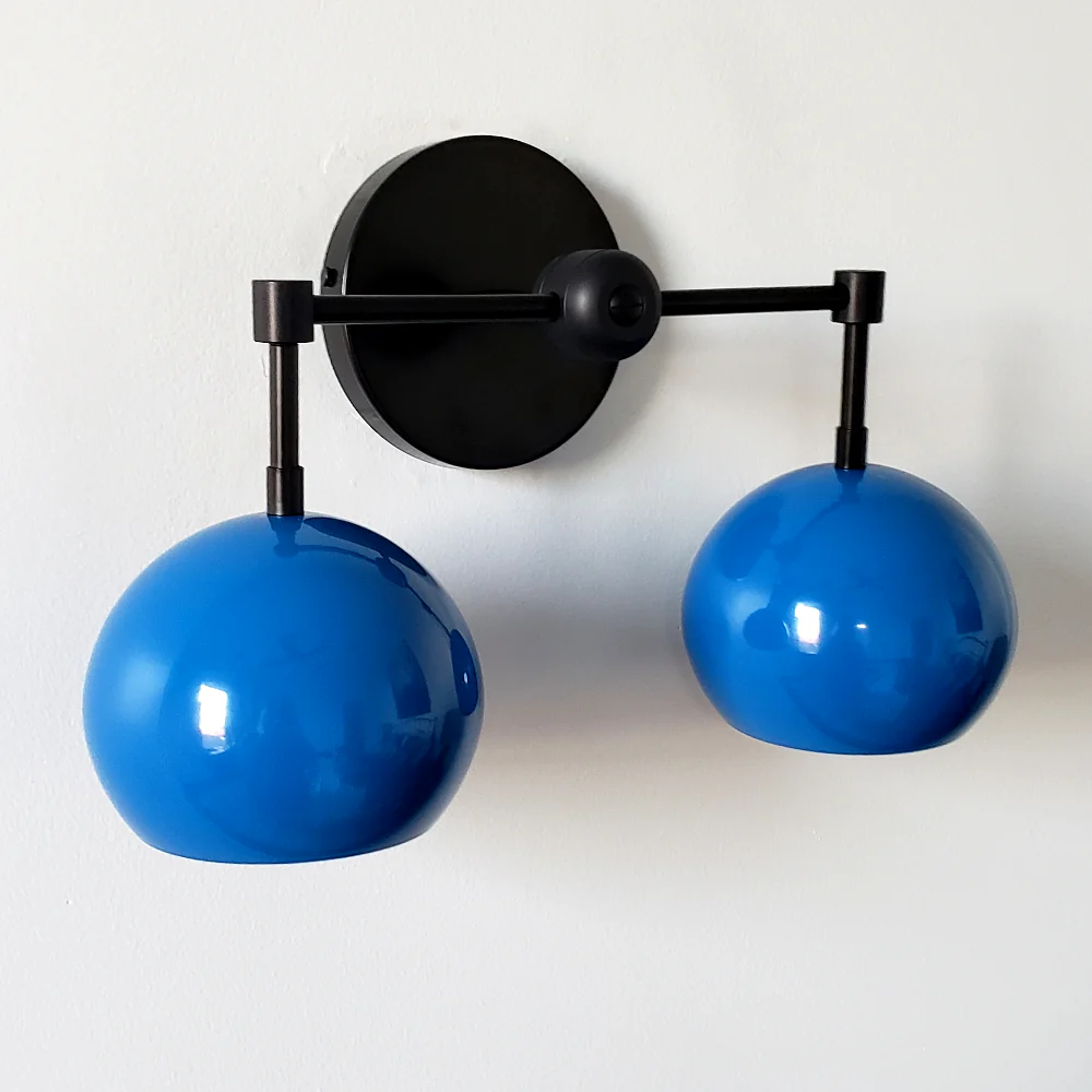 Double Loa Sconce with Mediterranean Blue Shades - Image 9