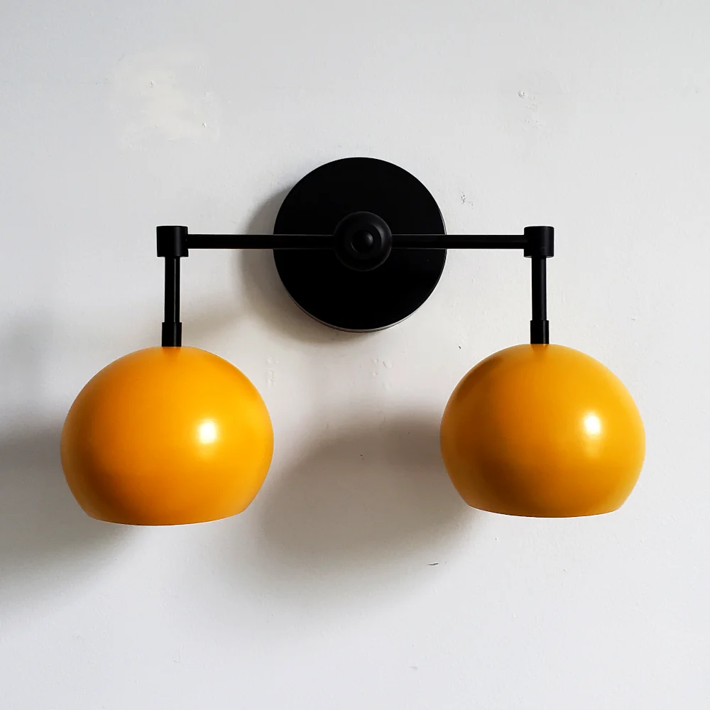 Double Loa Sconce with Mustard Yellow Shades - Image 4
