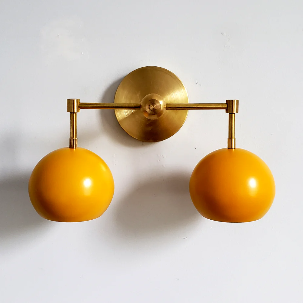 Double Loa Sconce with Mustard Yellow Shades - Image 5