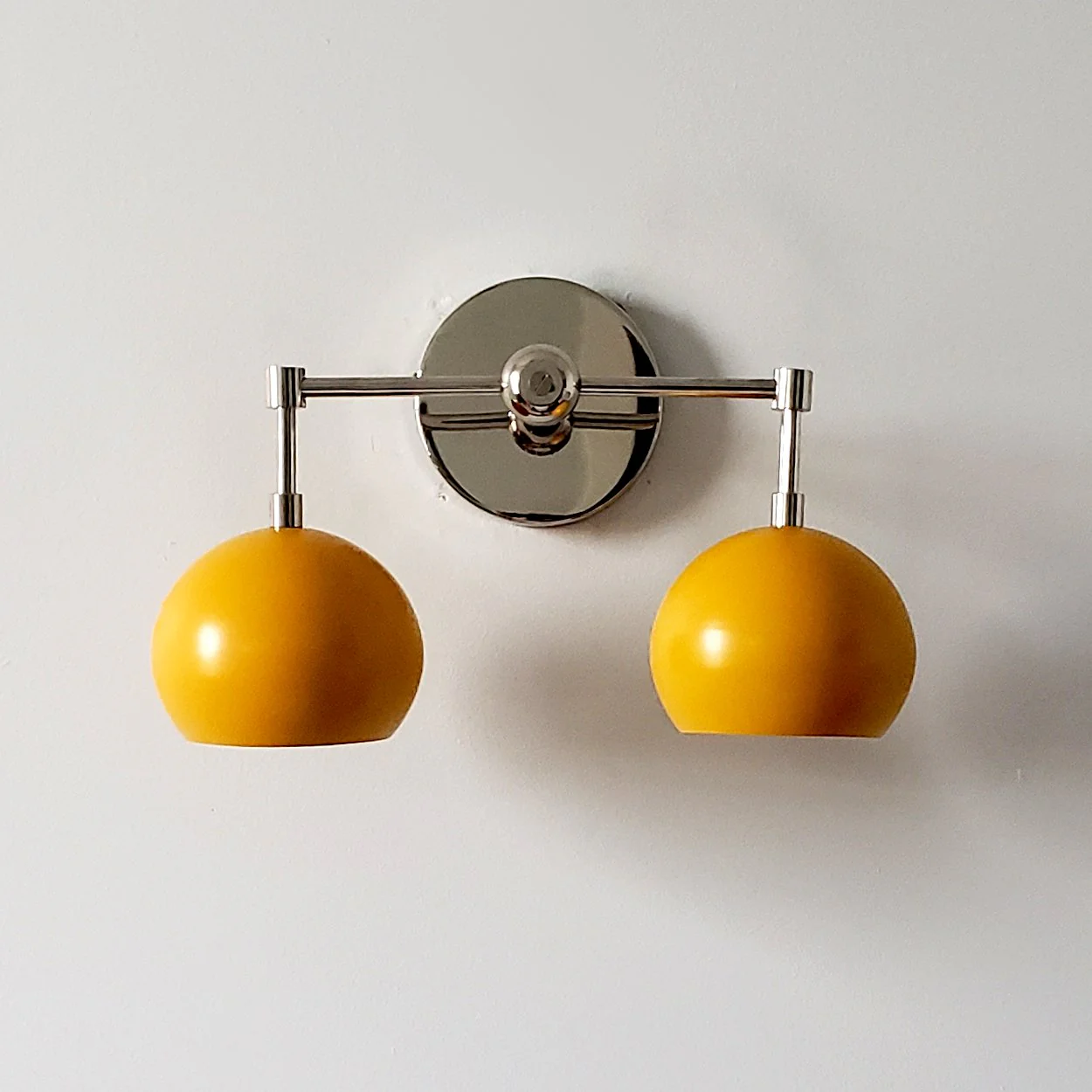 Double Loa Sconce with Mustard Yellow Shades - Image 6
