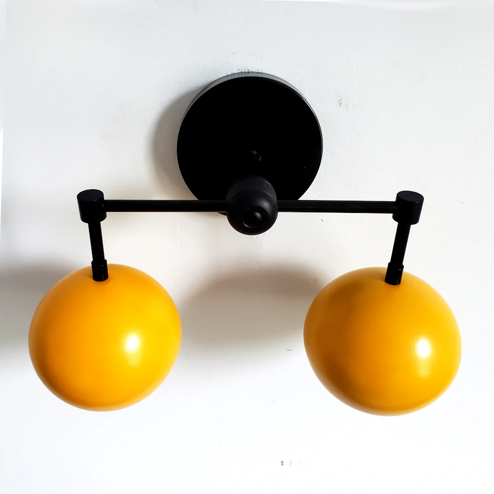 Double Loa Sconce with Mustard Yellow Shades - Image 7