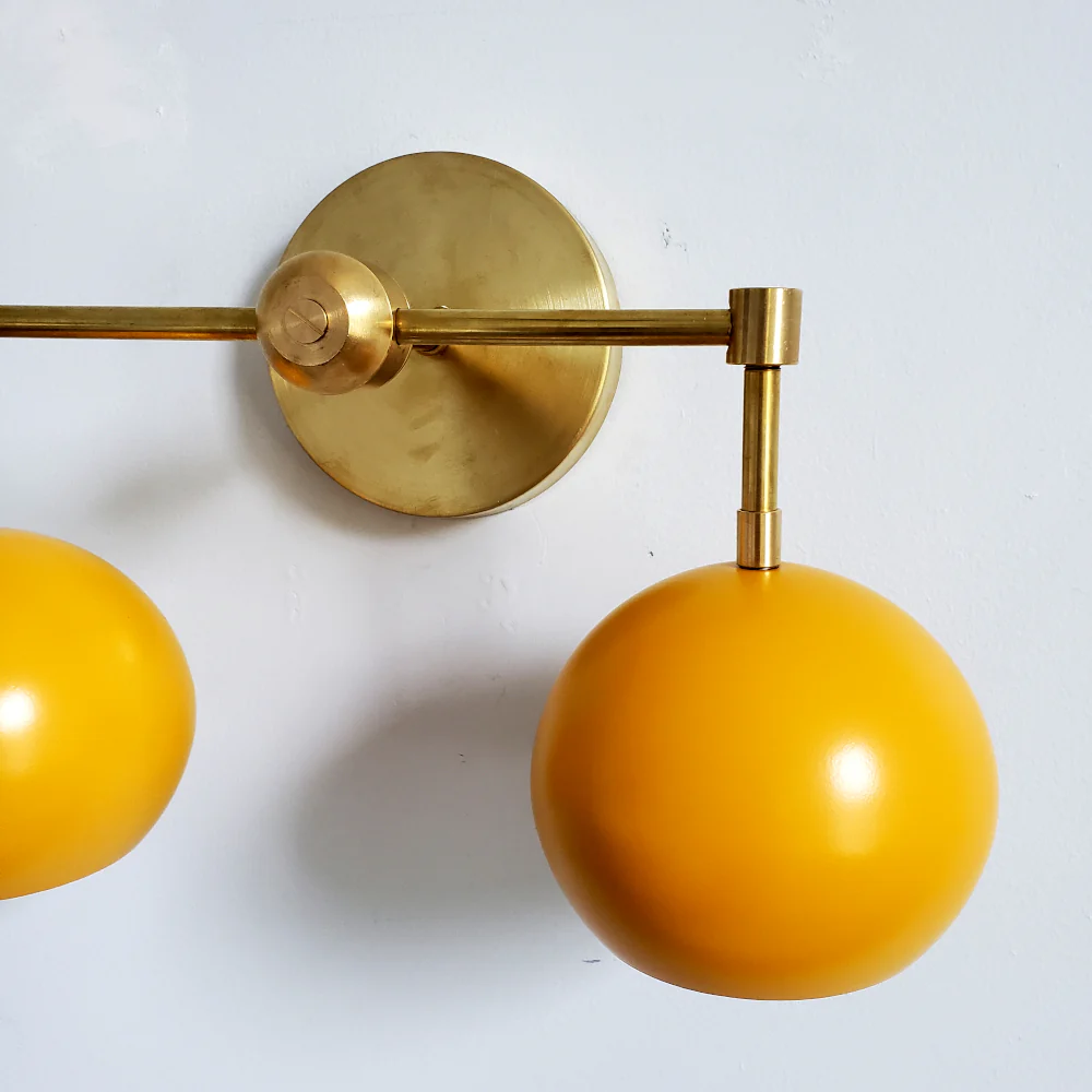 Double Loa Sconce with Mustard Yellow Shades - Image 9