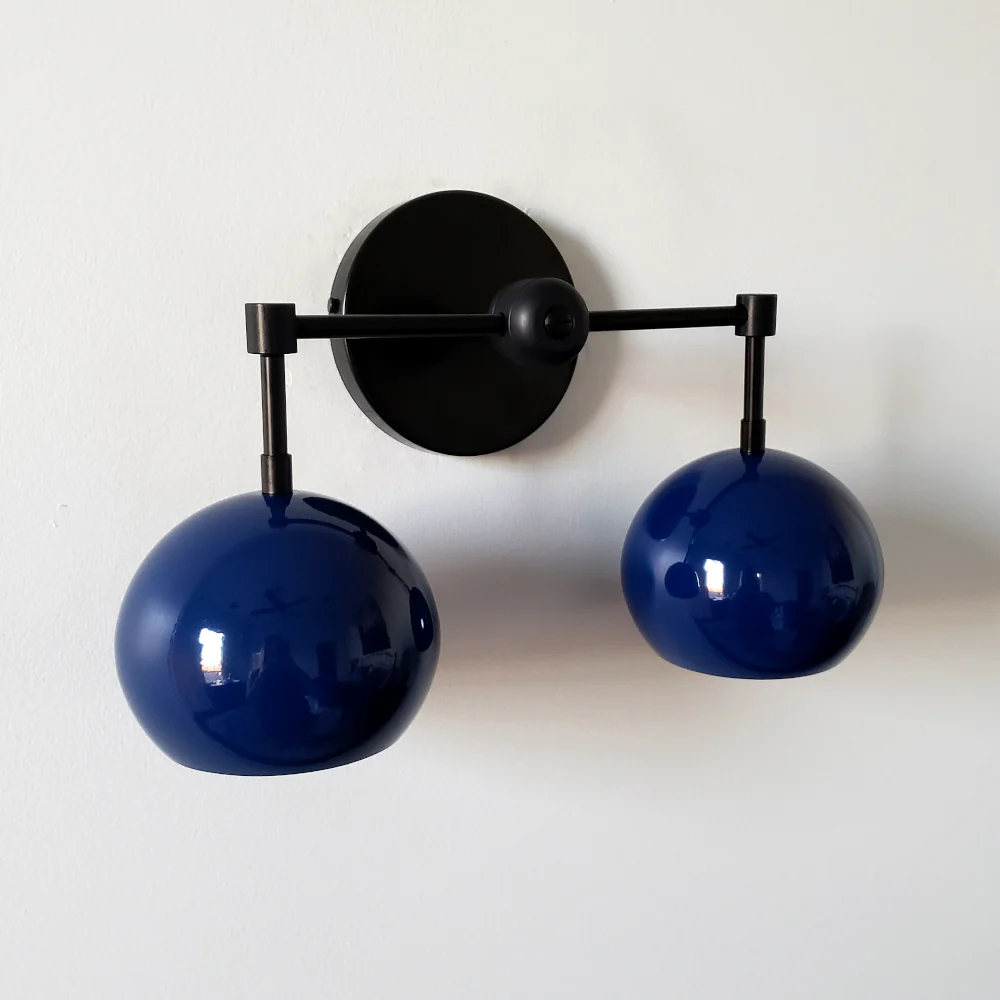 Double Loa Sconce with Navy Shades - Image 11
