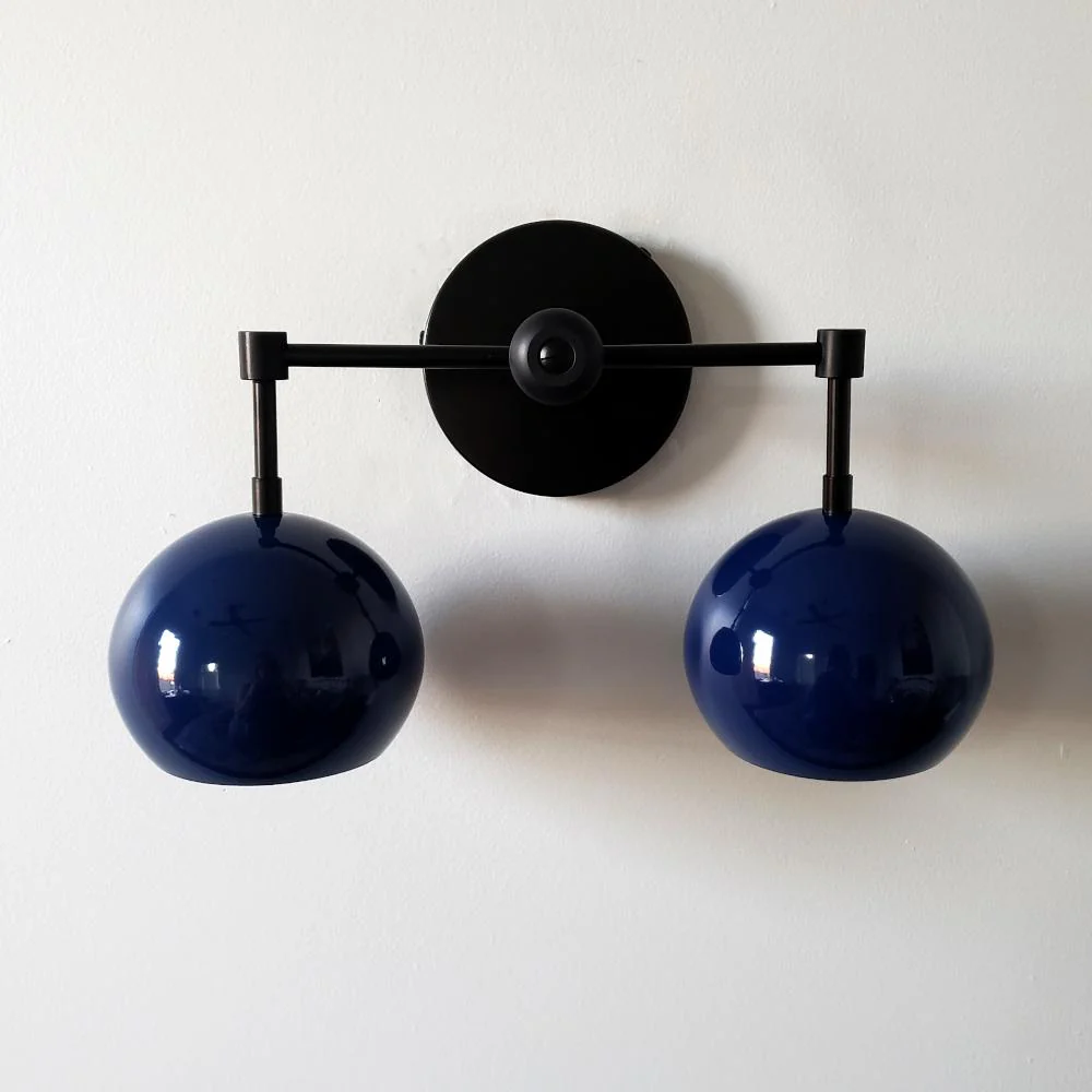 Double Loa Sconce with Navy Shades - Image 8
