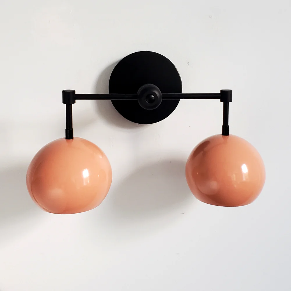 Double Loa Sconce with Peach Shades - Image 8