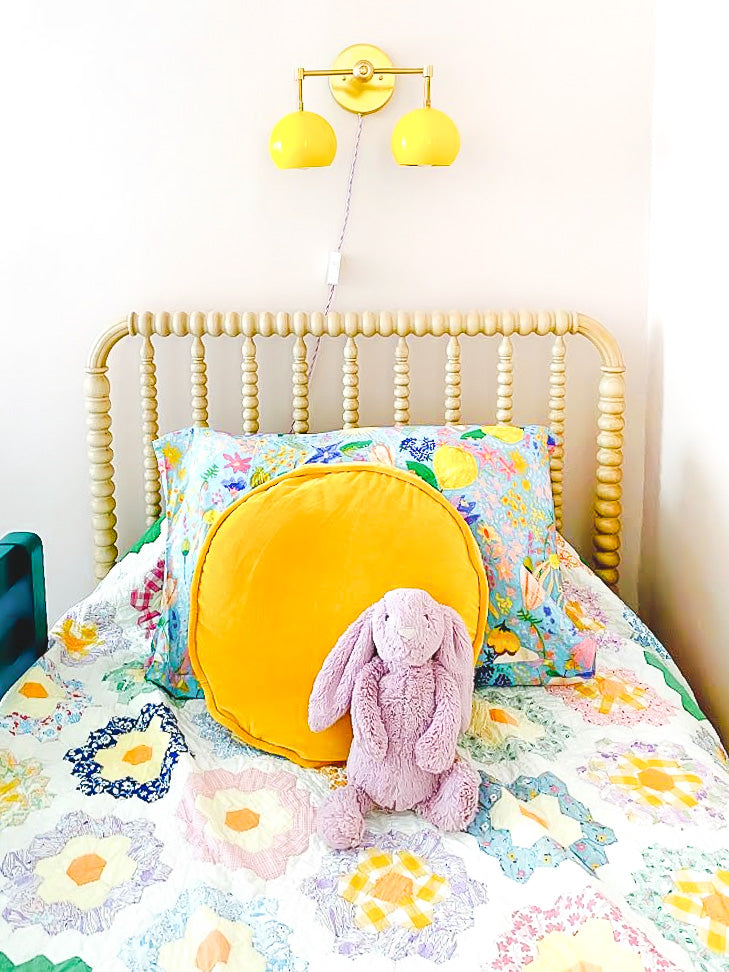 Double Loa Sconce with Sunshine Yellow Shades - Image 2