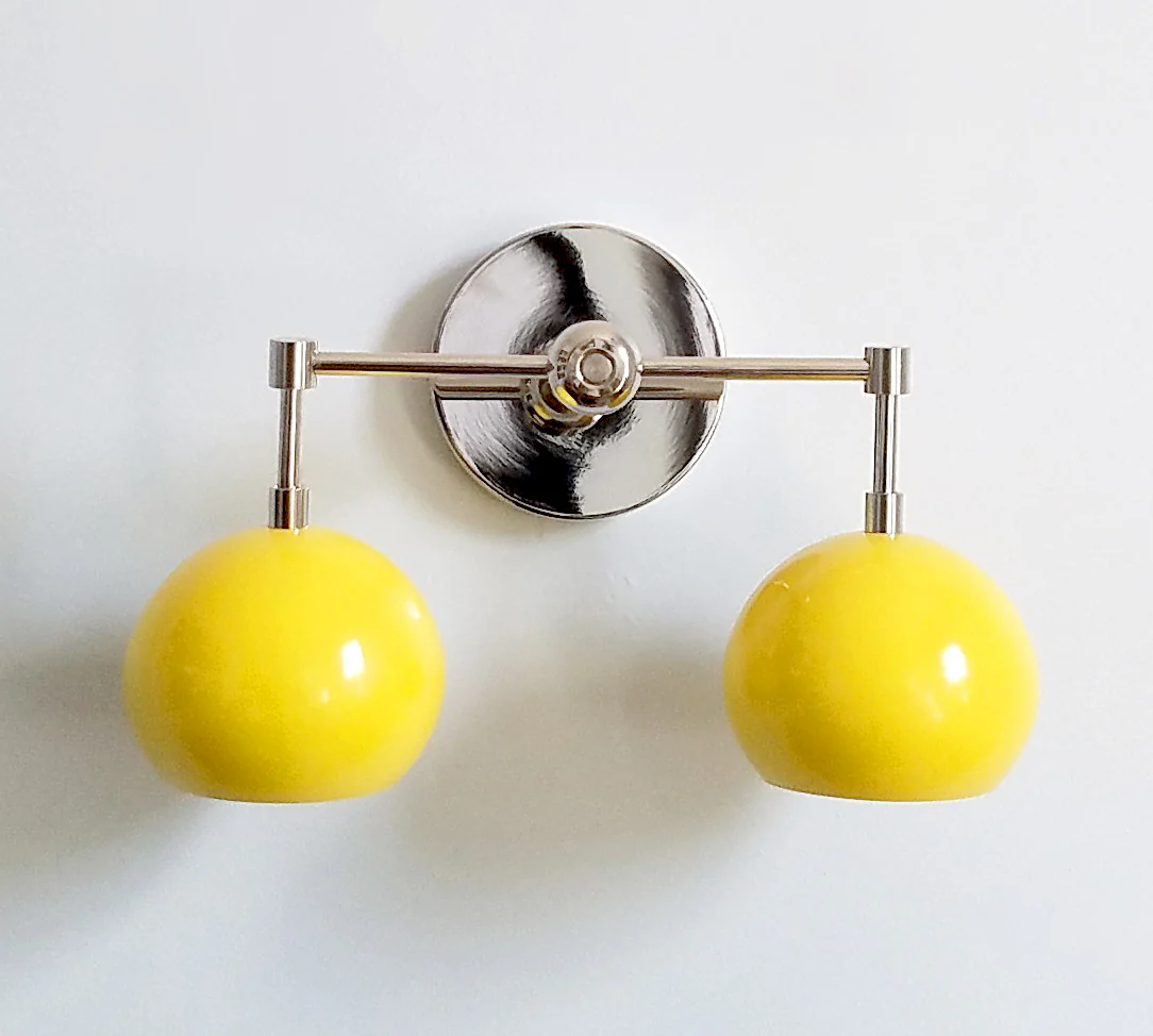 Double Loa Sconce with Sunshine Yellow Shades - Image 3