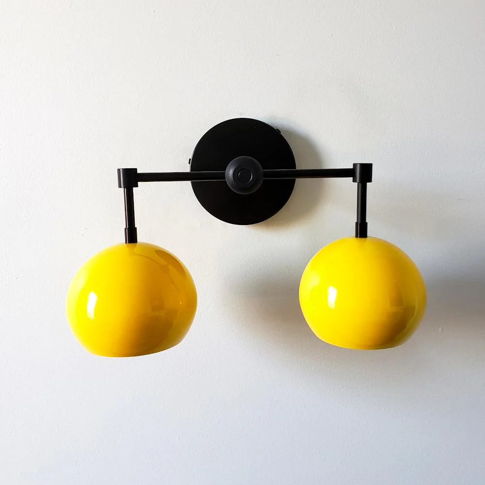 Double Loa Sconce with Sunshine Yellow Shades - Image 5