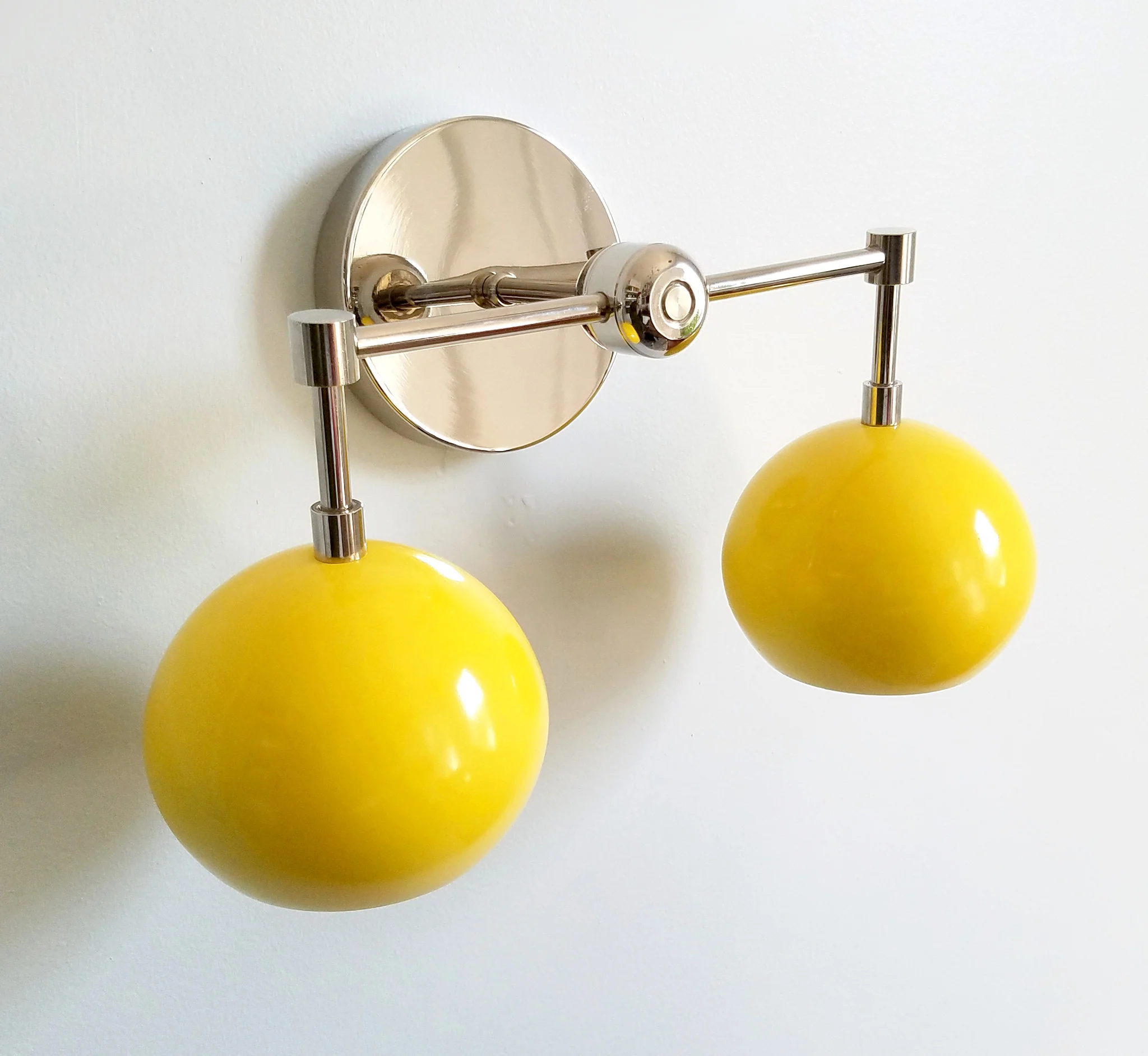 Double Loa Sconce with Sunshine Yellow Shades - Image 7
