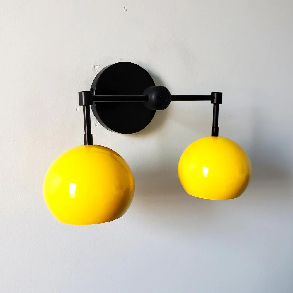 Double Loa Sconce with Sunshine Yellow Shades - Image 8