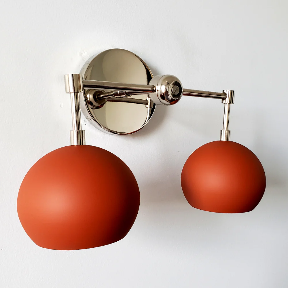 Double Loa Sconce with Terra Cotta Shades - Image 9