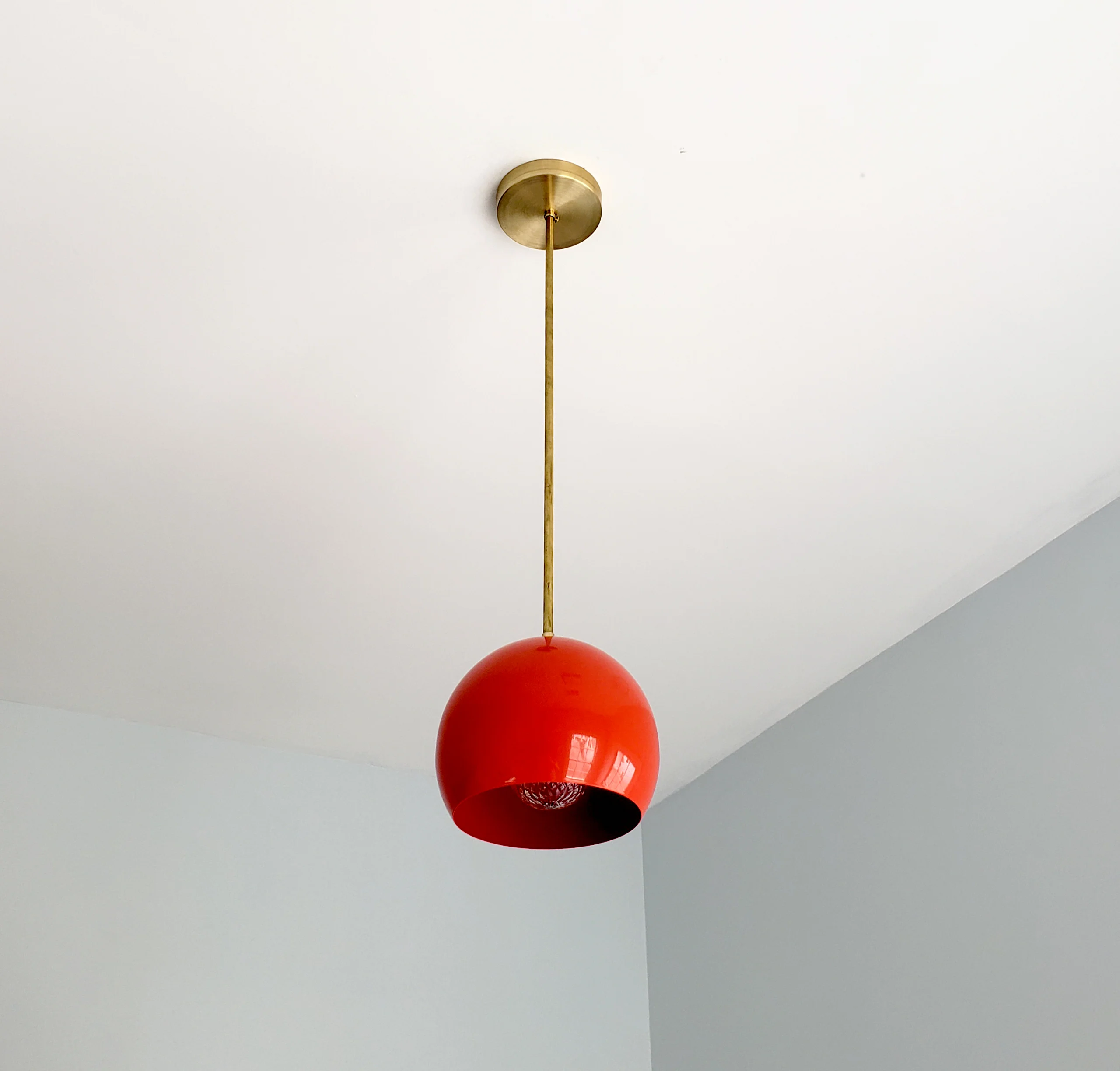 Large Loa Pendant with Flame Orange Shade - Image 6