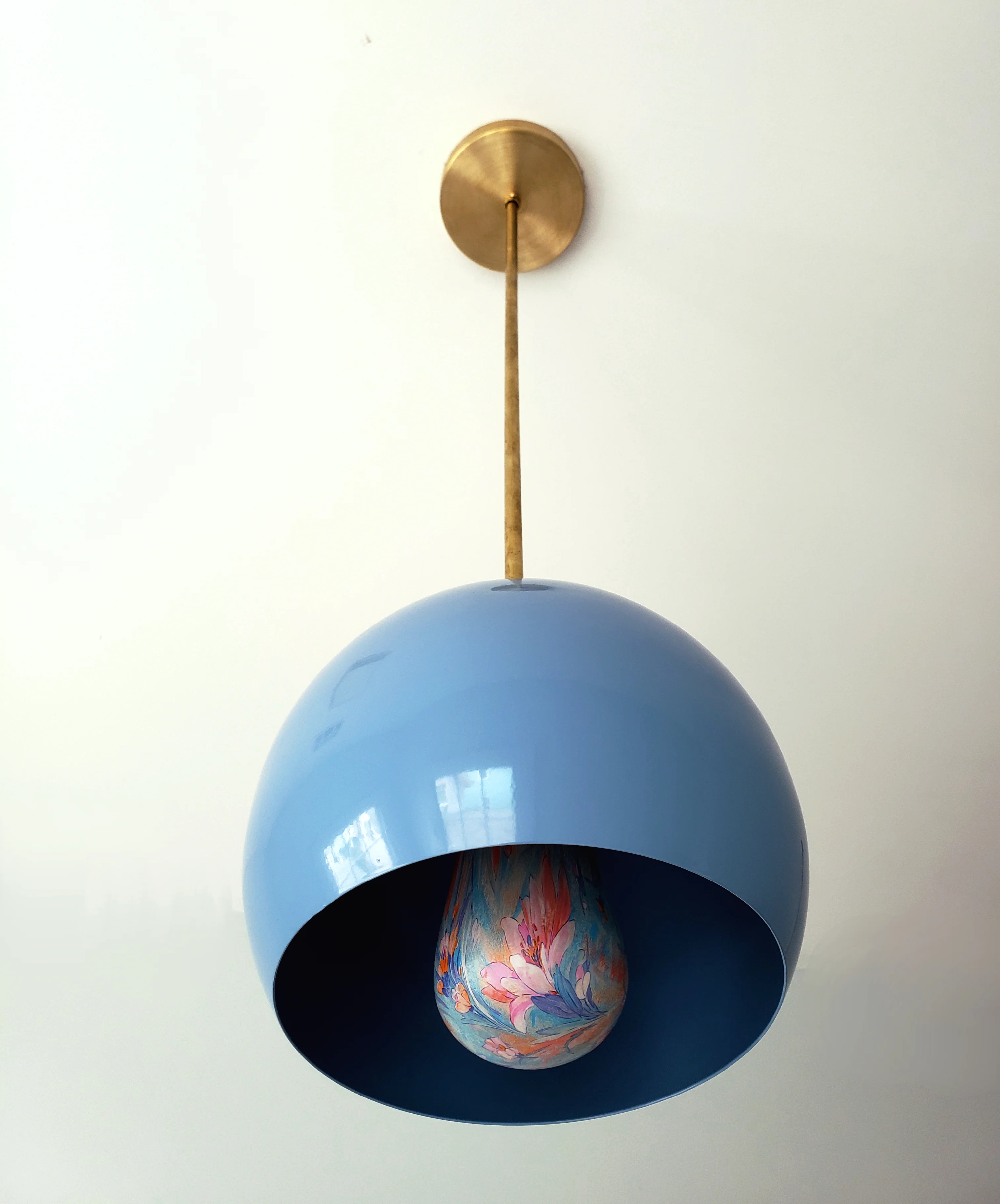 Large Loa Pendant with Hydrangea Blue Shade - Image 10