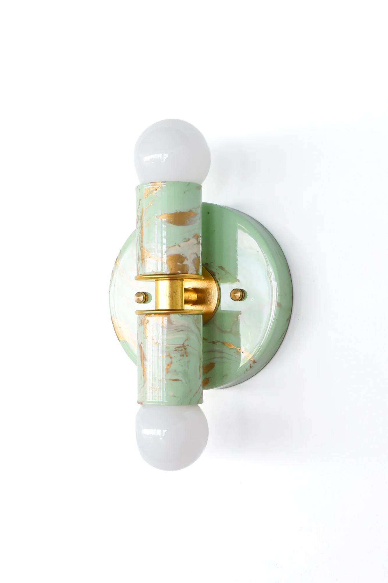 Mint, Cream, & Gold Marbled Small Thalia Sconces - Image 10