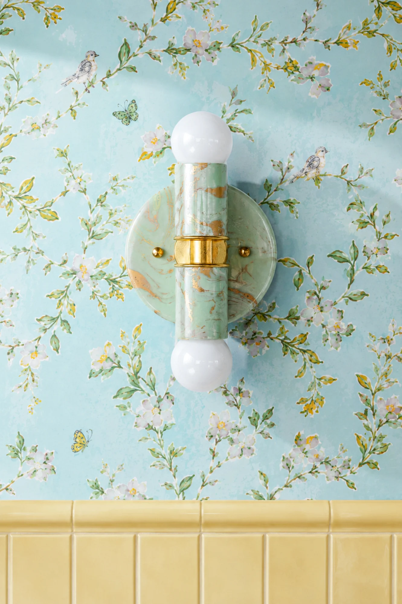 Mint, Cream, & Gold Marbled Small Thalia Sconces - Image 11