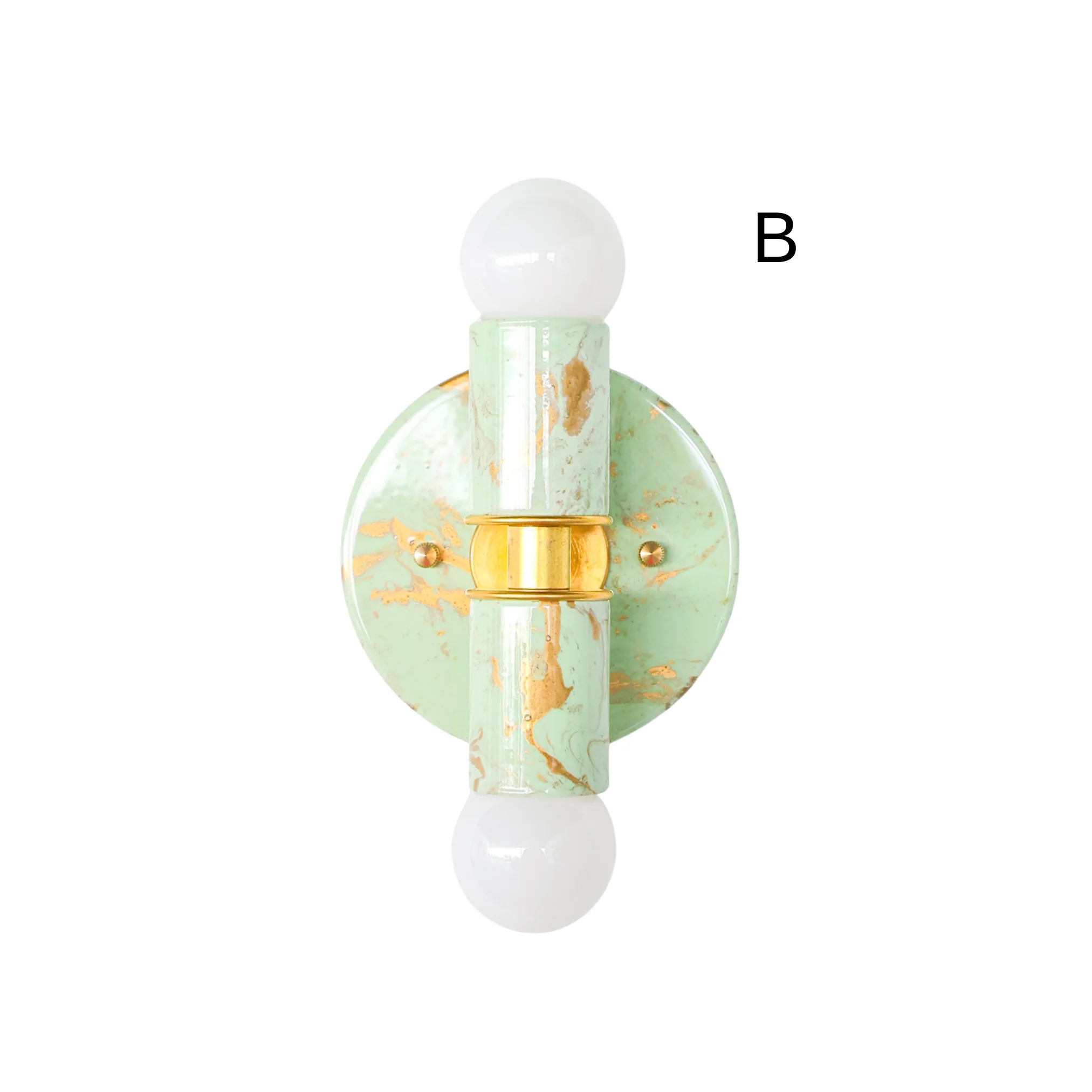 Mint, Cream, & Gold Marbled Small Thalia Sconces - Image 3