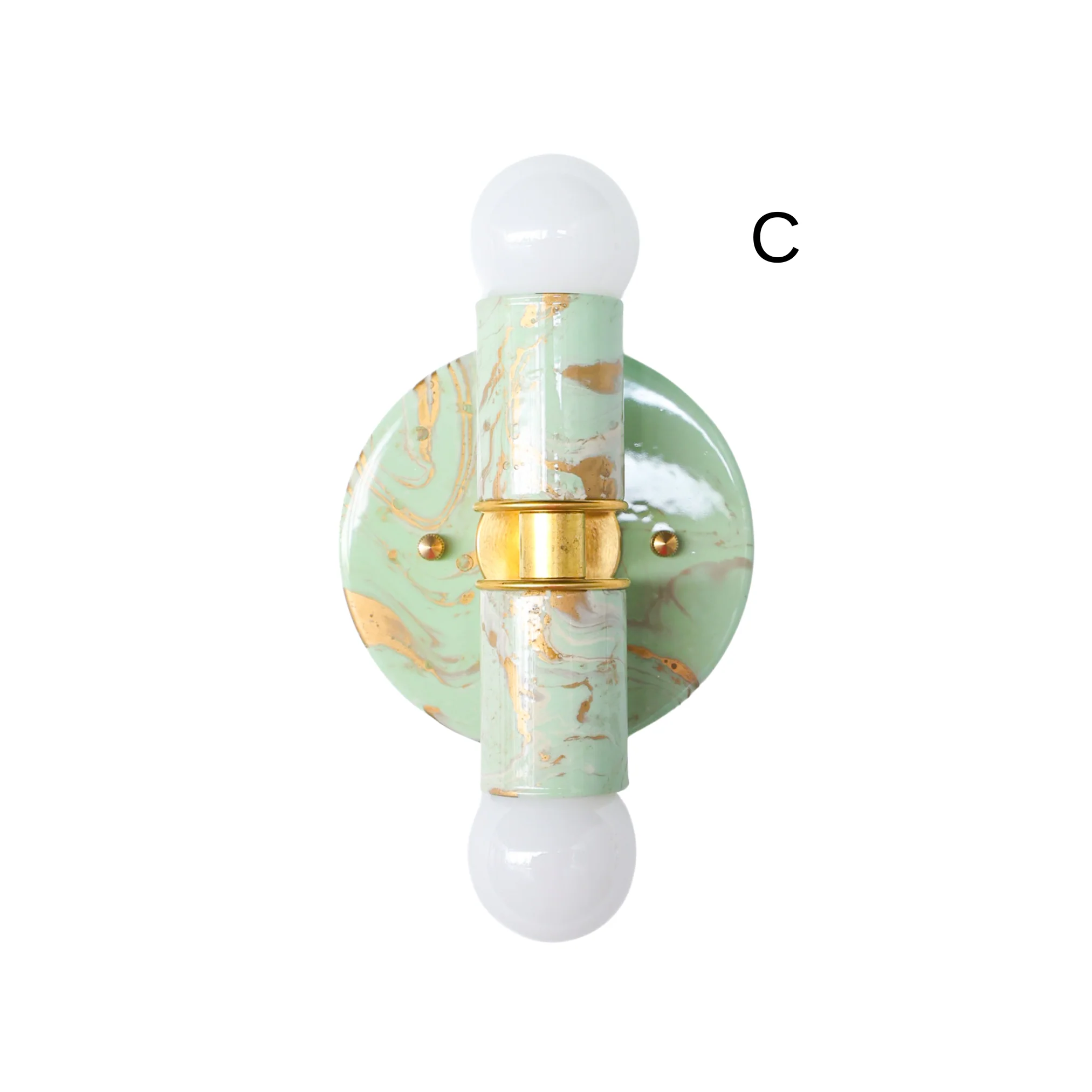 Mint, Cream, & Gold Marbled Small Thalia Sconces - Image 4