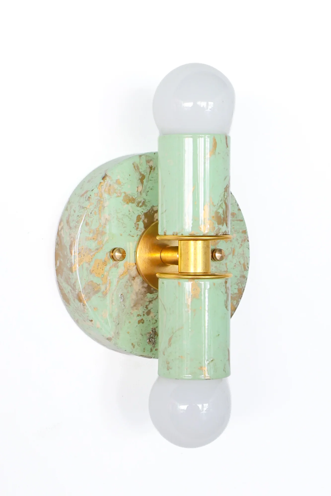 Mint, Cream, & Gold Marbled Small Thalia Sconces - Image 5